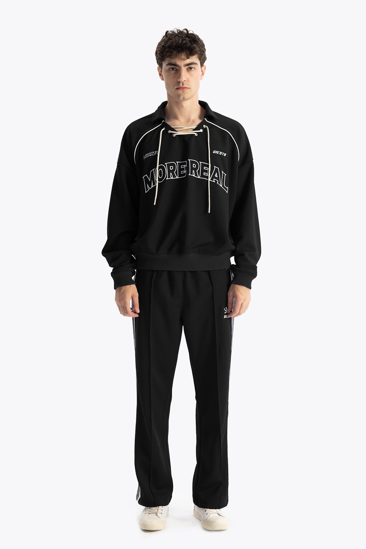 GIESTO Drawstring Neckline Printed Sweatshirt 2