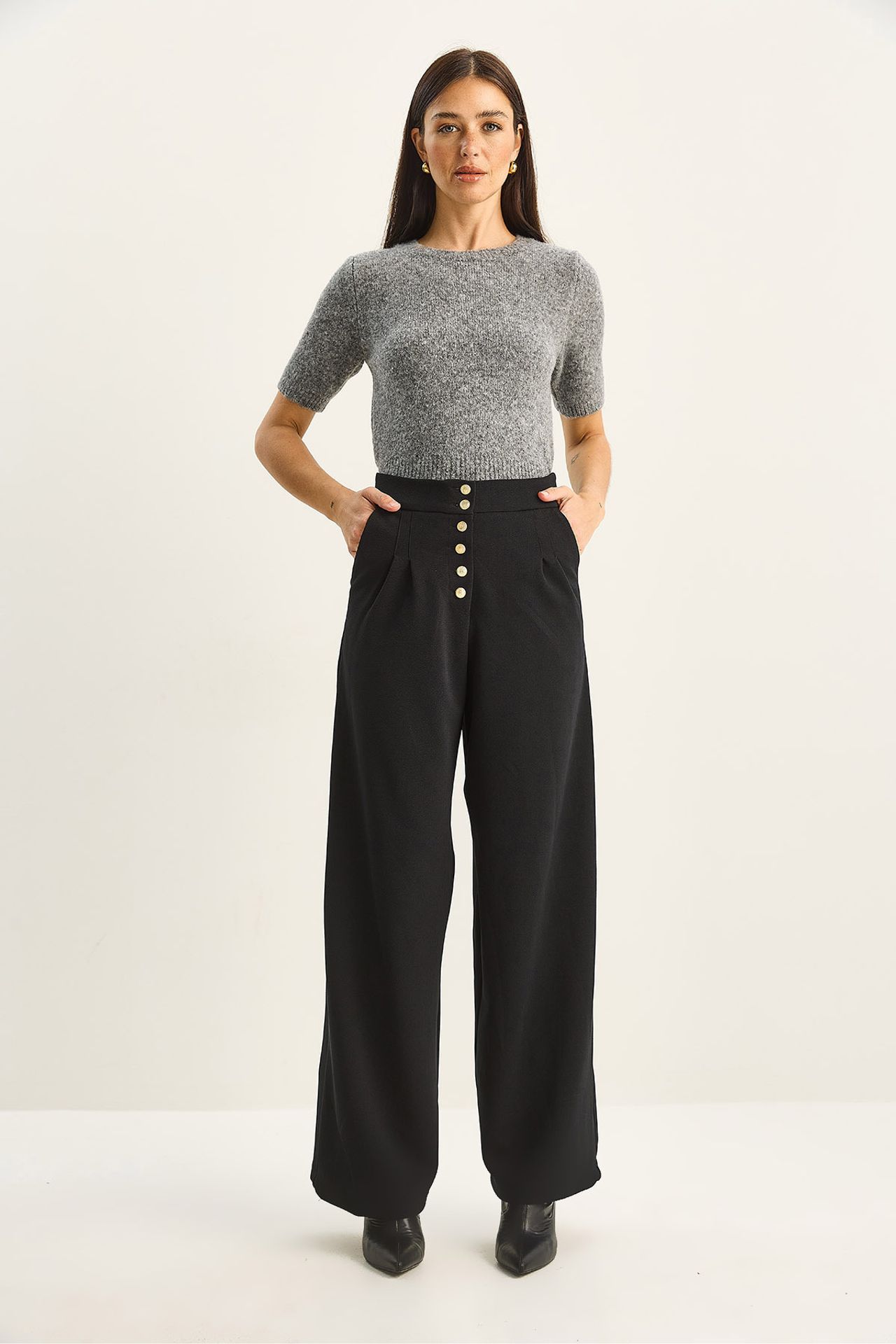 LUCCI High Waist Wide Leg Palazzo Pants 3