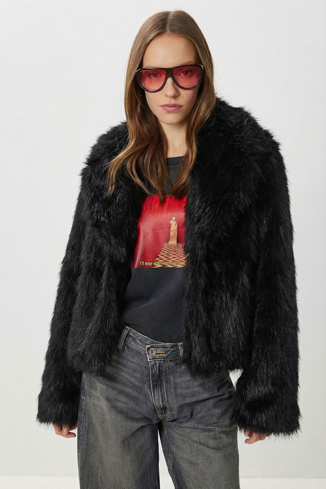 ISTANBUL Faux Fur Shawl Collar Jacket 2