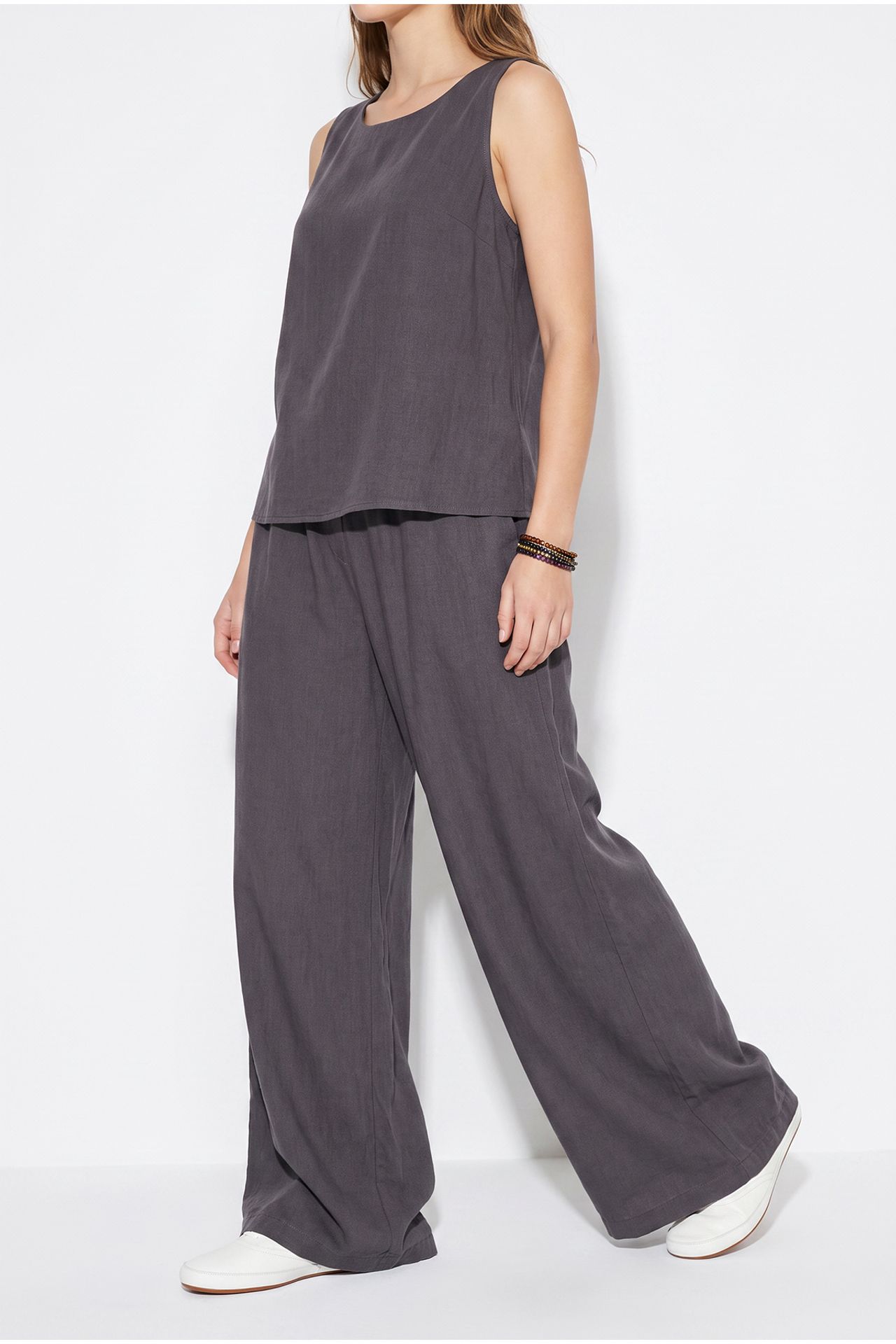 LUCCI V-Neck Cotton Blouse-Pants Two-Piece Set 6