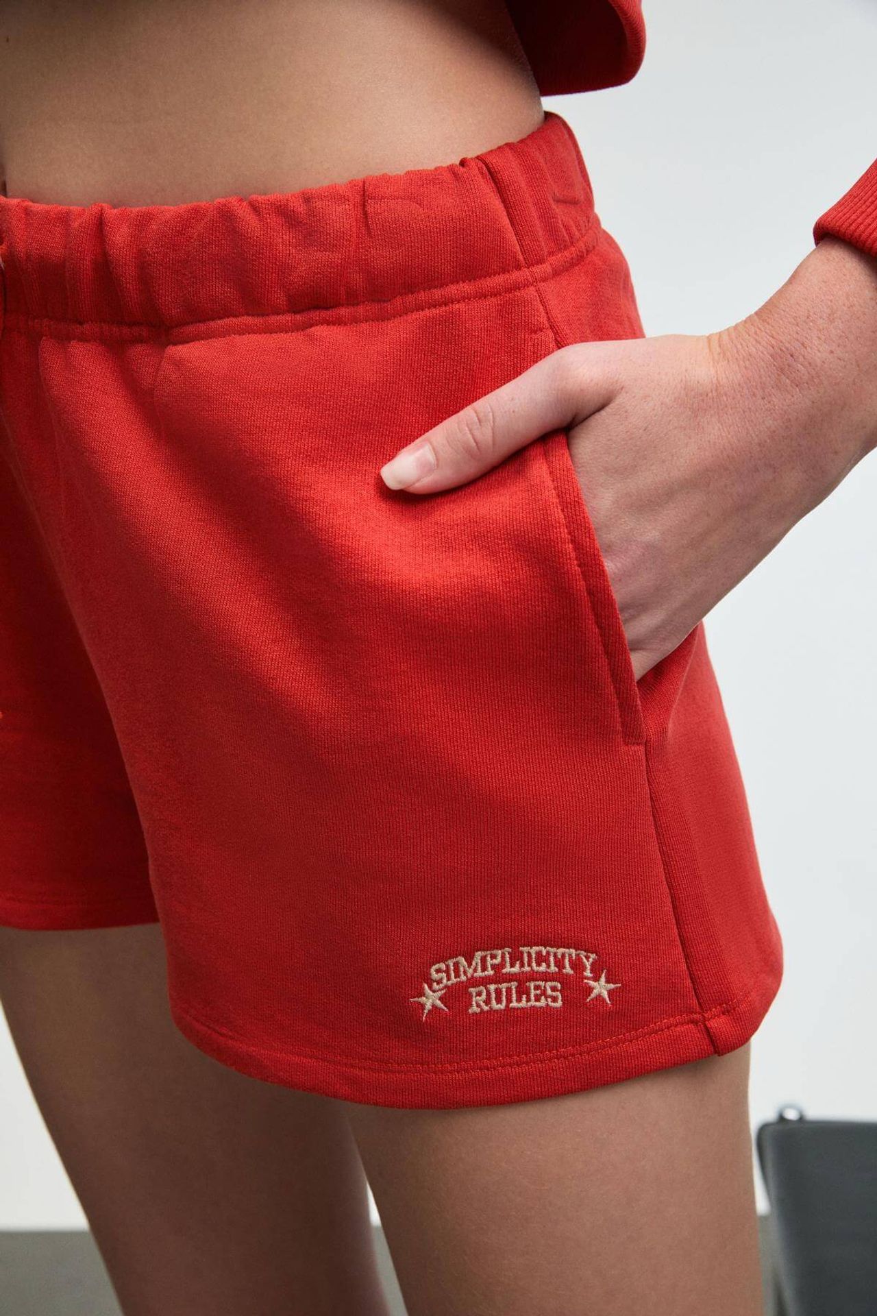 GRIMELANGE Embroidered High Waist Sweat Shorts 4