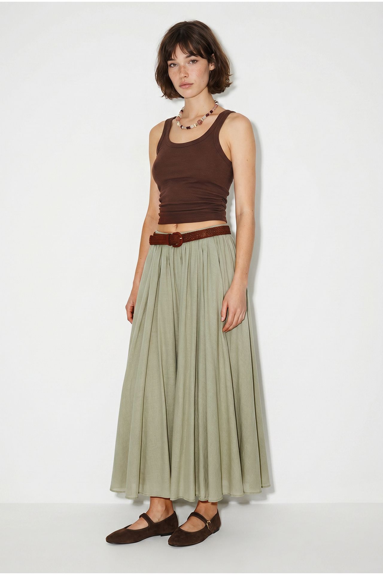 LUCCI High-Waist Pleated Maxi Skirt 4