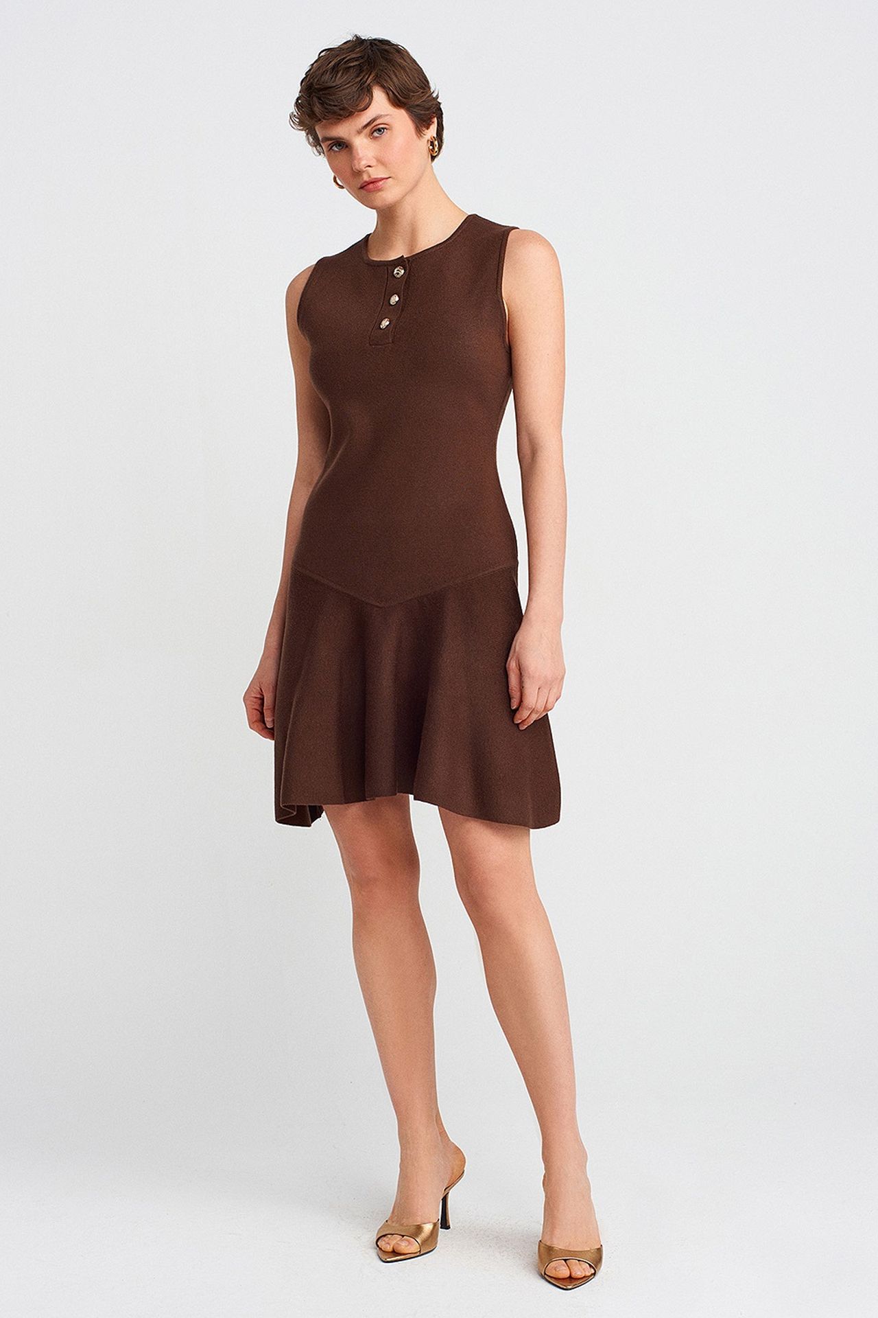 DILVIN Sleeveless Seamless Knit Skater Mini Dress 4