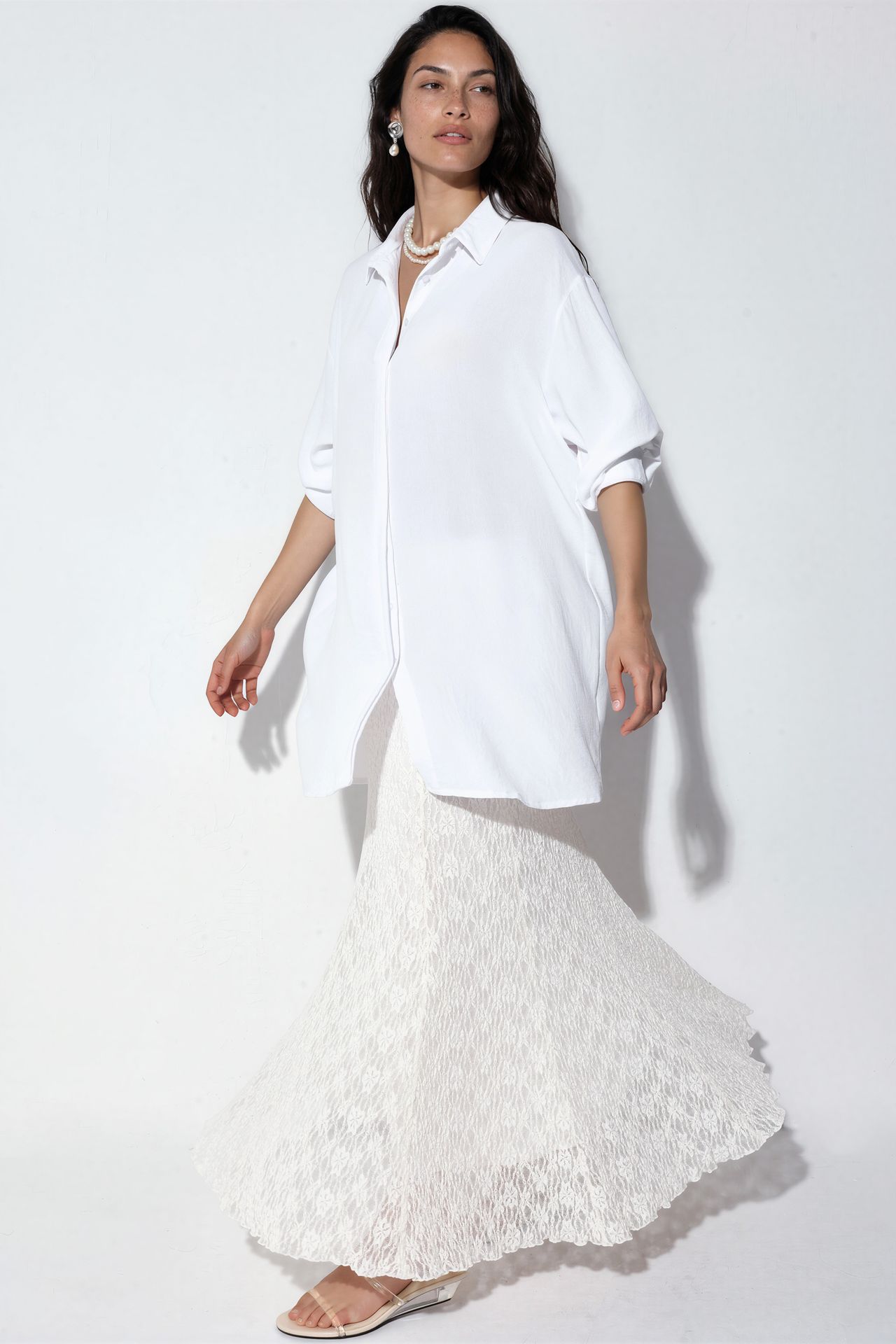 BDART Oversized Long Sleeve Button-Up Blouse with Shirt Collar