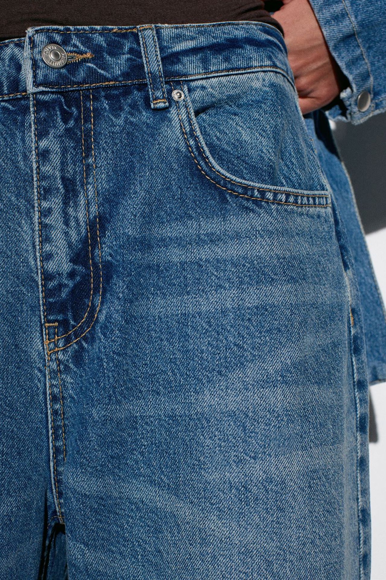 DILVIN Yüksek Bel Geniş Paça Pamuklu Kot Pantolon 4
