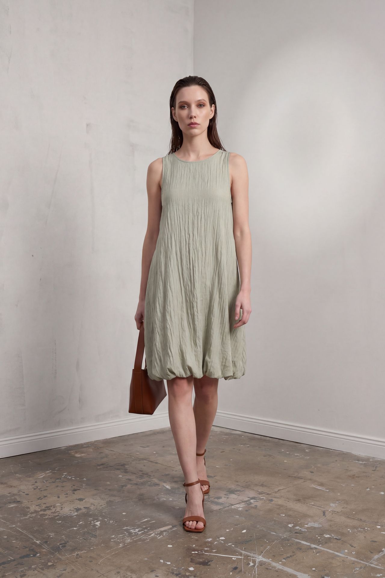 MY FASHION Loose Mini Dress in Textured Lyocell 1
