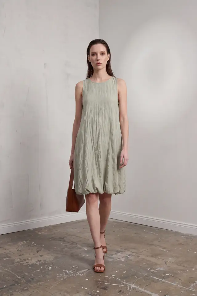 MY FASHION Loose Mini Dress in Textured Lyocell