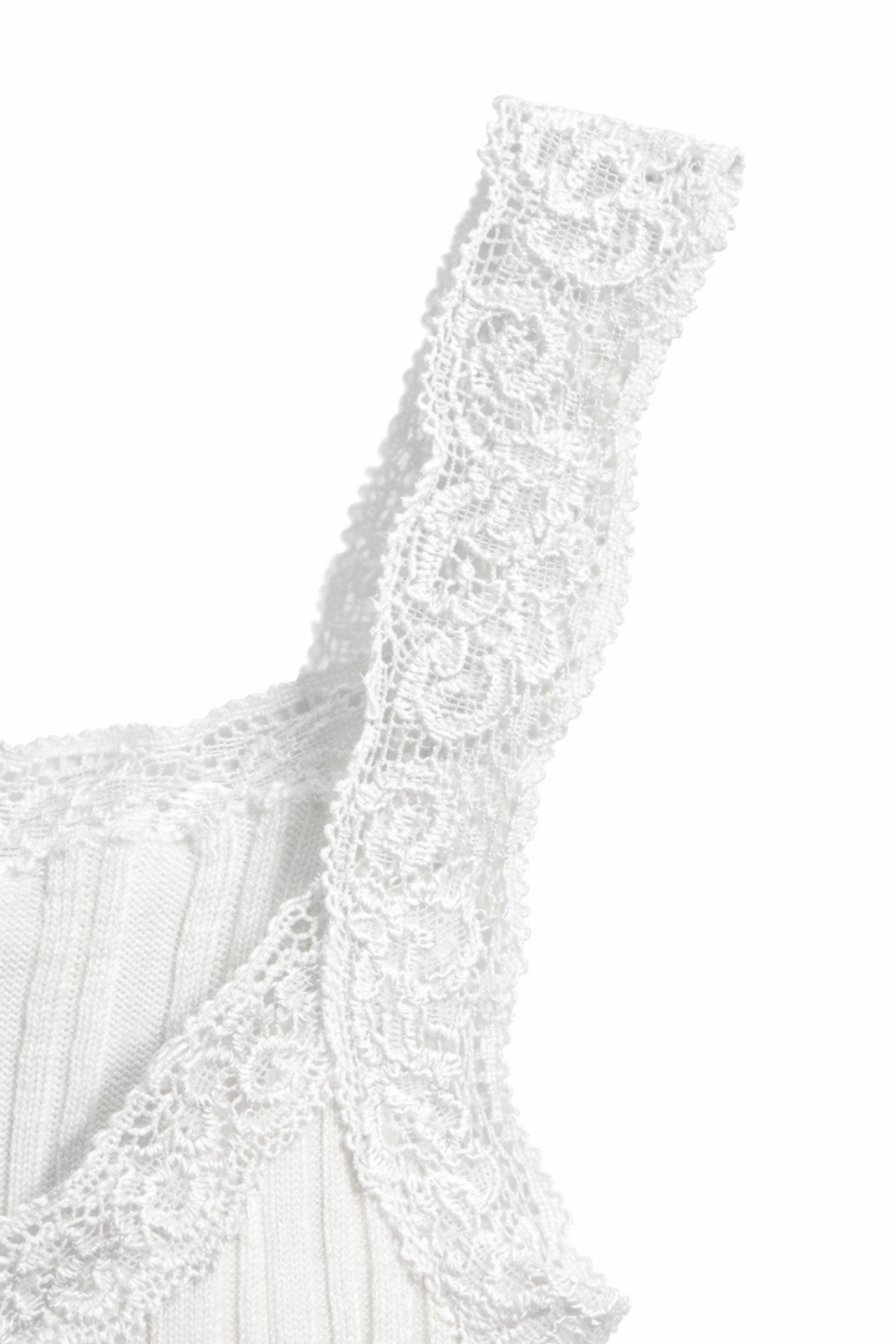 MIXRAY Fitted sleeveless lace ribbed blouse with buttons 3
