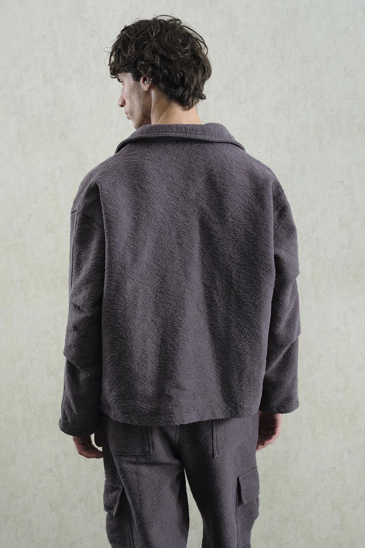 GIESTO Textured Cotton Jacket with Zipper Closure 3