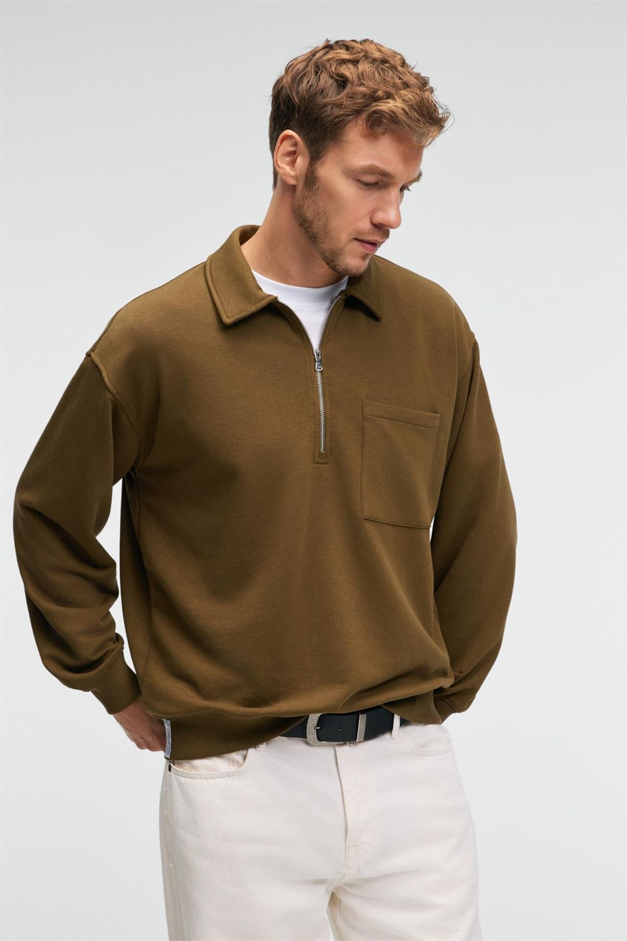 GRIMELANGE Yarım Fermuarlı Cepli Sweatshirt 2