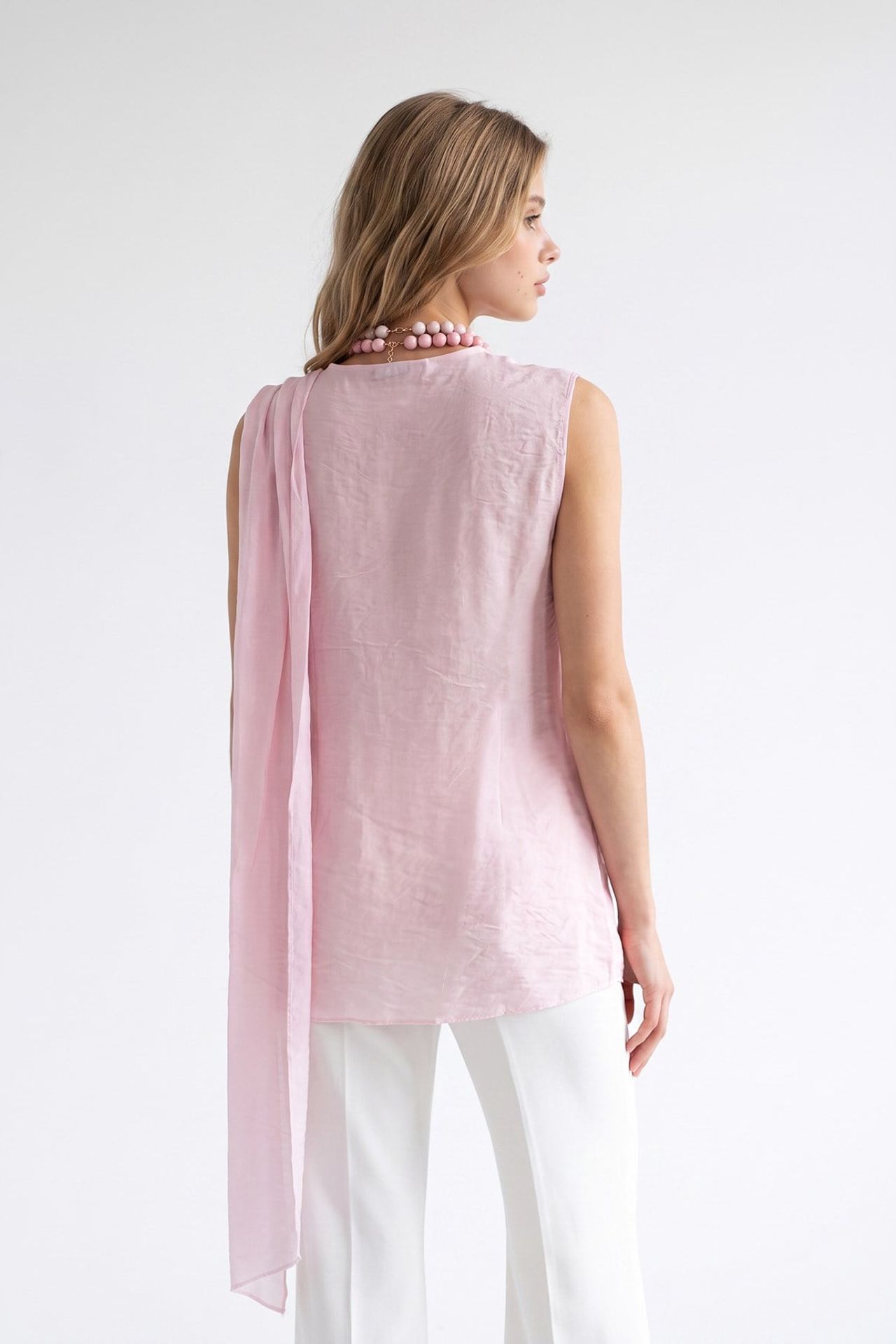 MIXRAY Long Chiffon Sleeveless Blouse 5