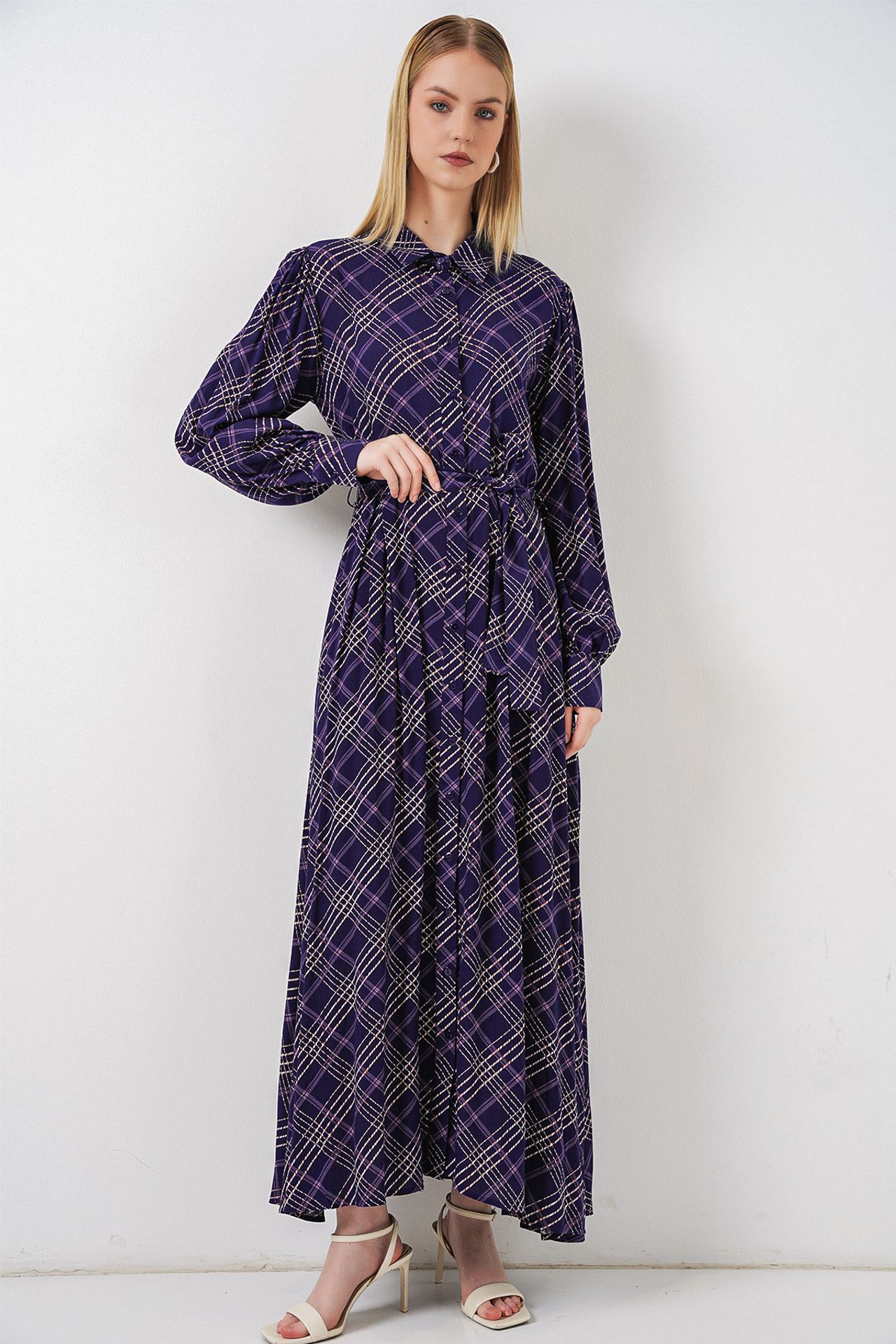 BDART Plaid Midi Shirt Dress with Button Closure 1