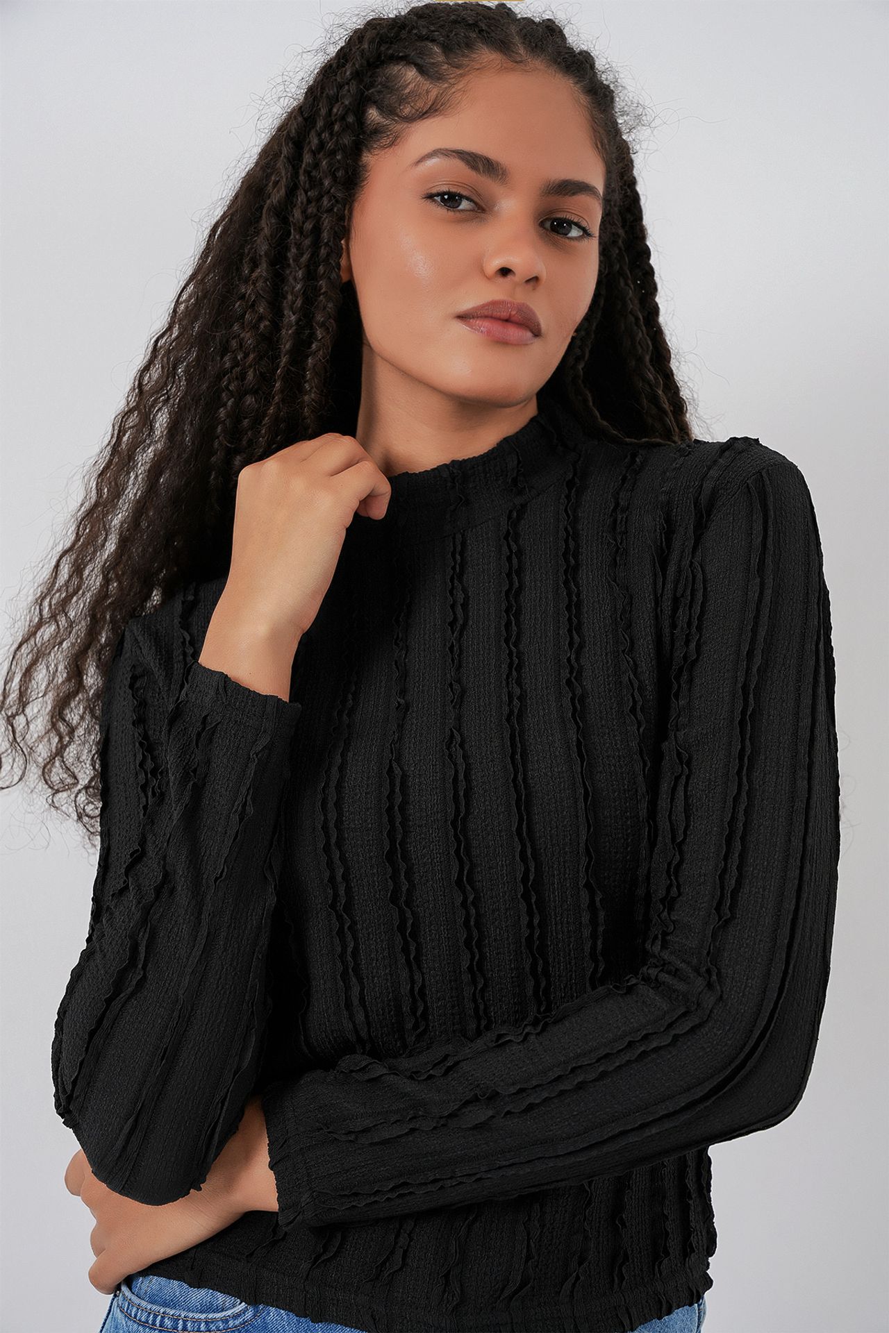 BDART Textured Slim Fit Half Turtleneck Blouse 1