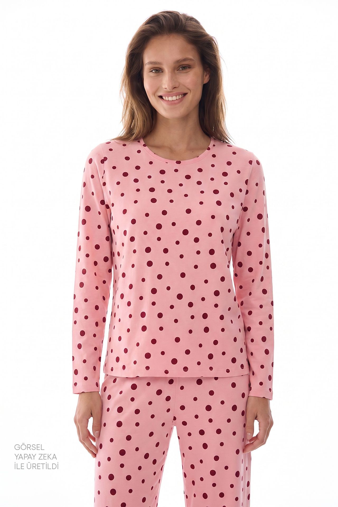 PENTI Berry Polka Dot Long Sleeve Pajama Set 2