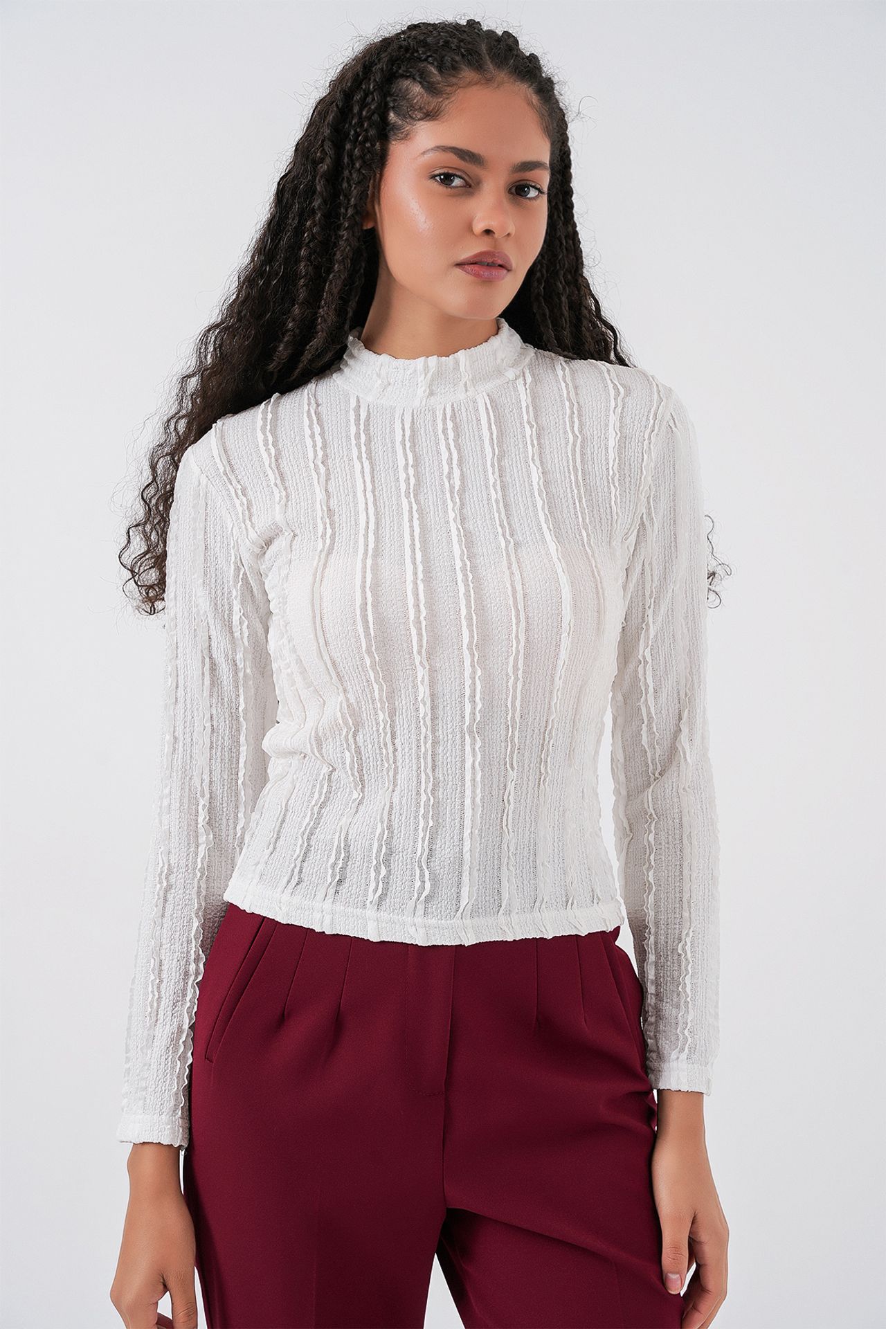 BDART Textured Slim Fit Half Turtleneck Blouse 5