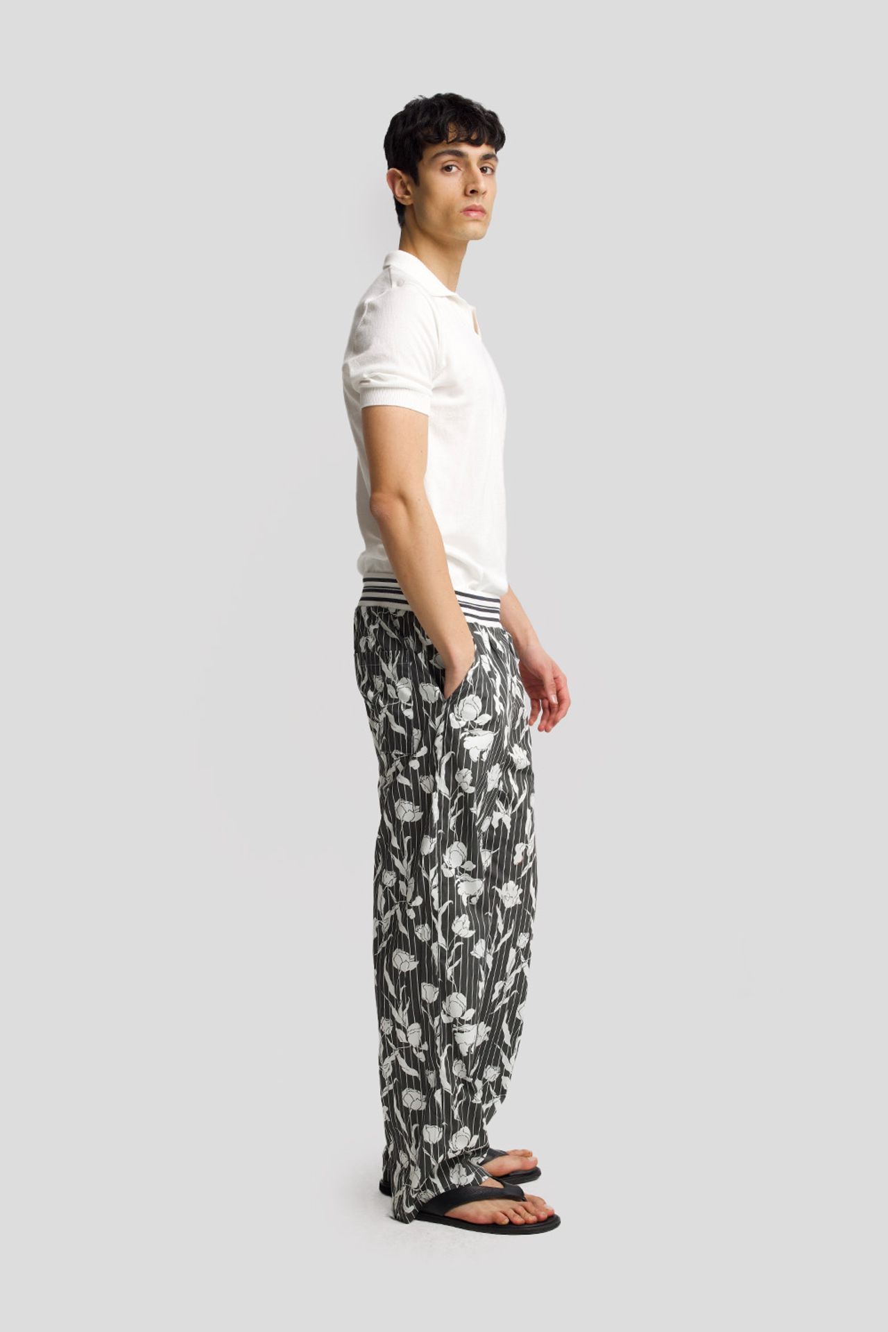 GIESTO Men's Cotton Floral Knit Pants 4