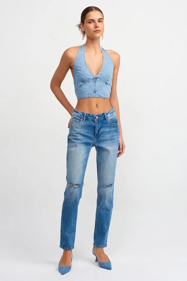 DILVIN Mid Waist Straight Leg Jeans