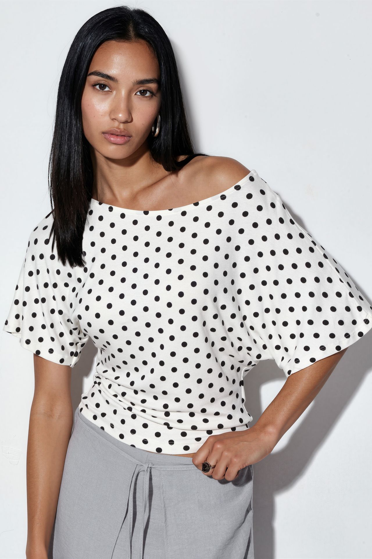 BDART Off-Shoulder Polka Dot Oversized Blouse 1