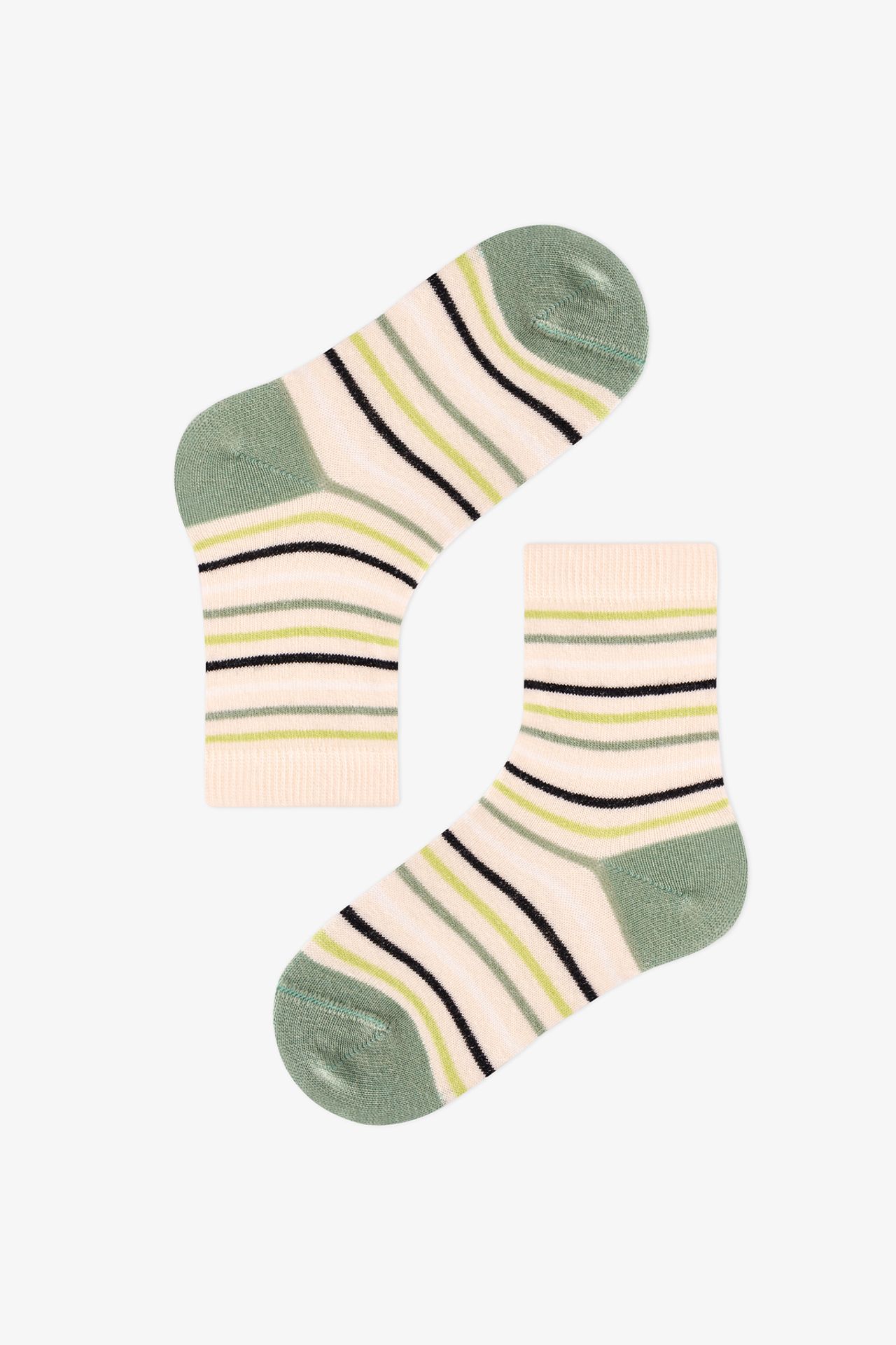 PENTI Boys' Woodland Greens Striped 2-Pack Crew Socks 4