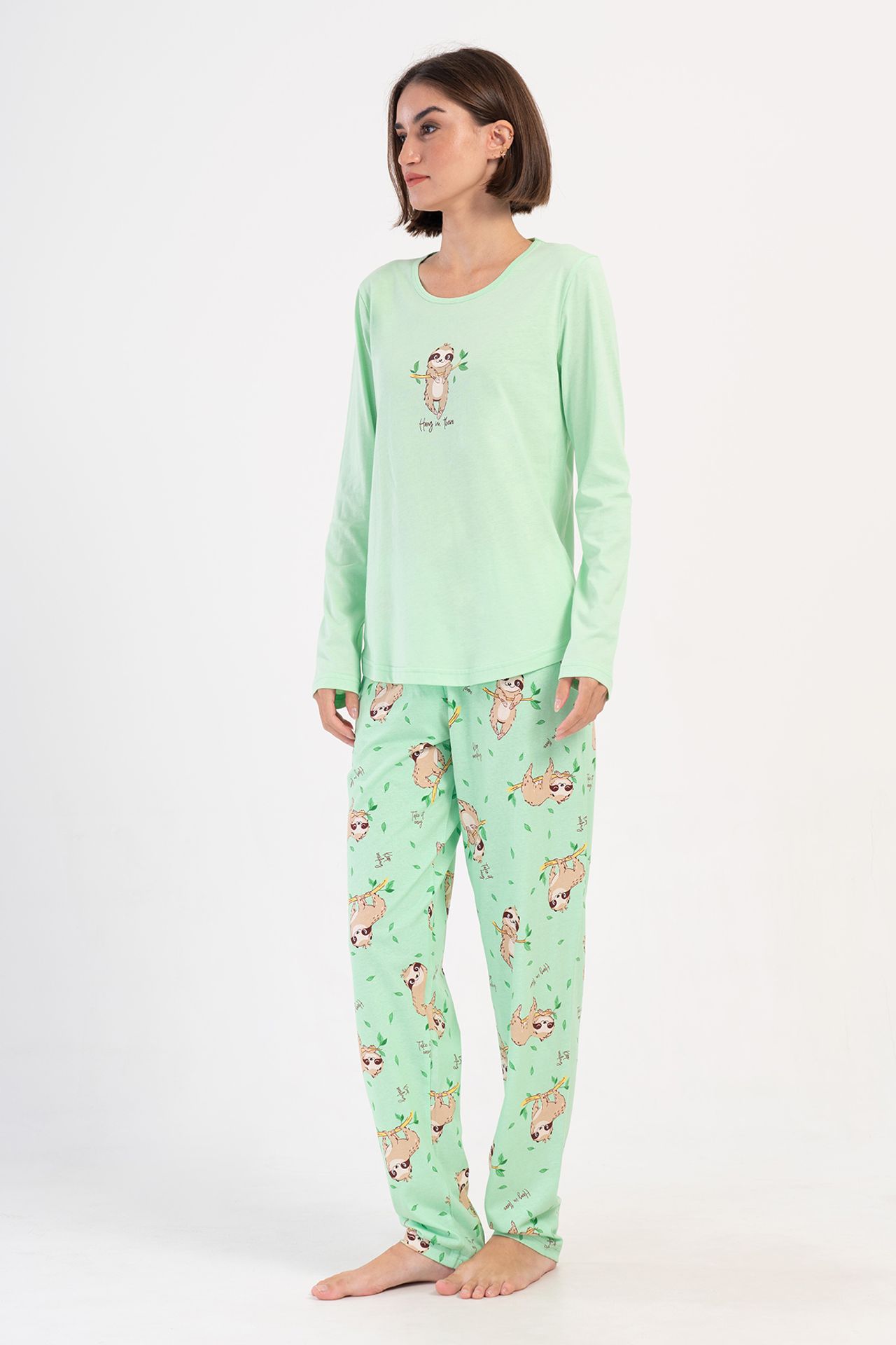 YAKE 2 Parçalı Baskılı Pijama Takımı 3