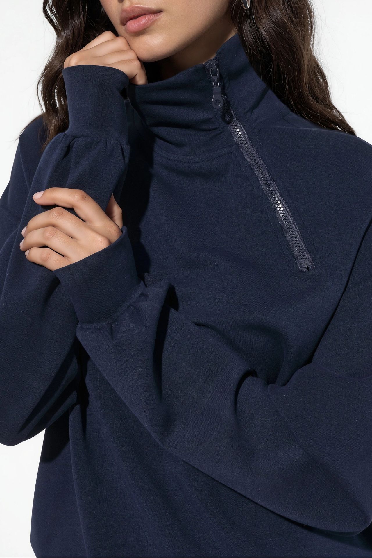 BUSEM Relaxed Fit Zipper Collar Sweatshirt 4