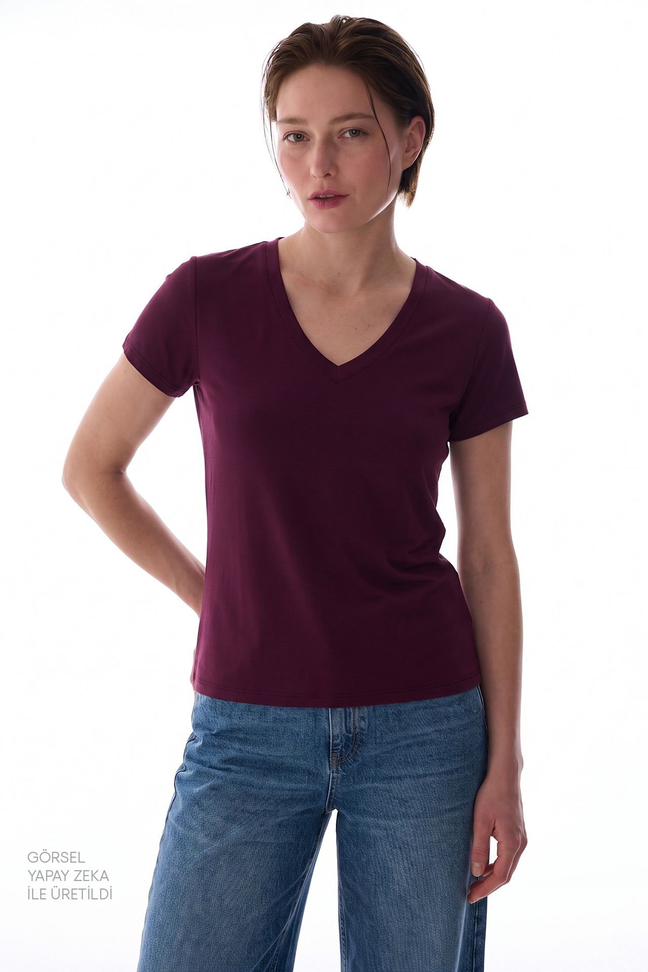 PENTI Women's Modal V-Neck T-Shirt 2
