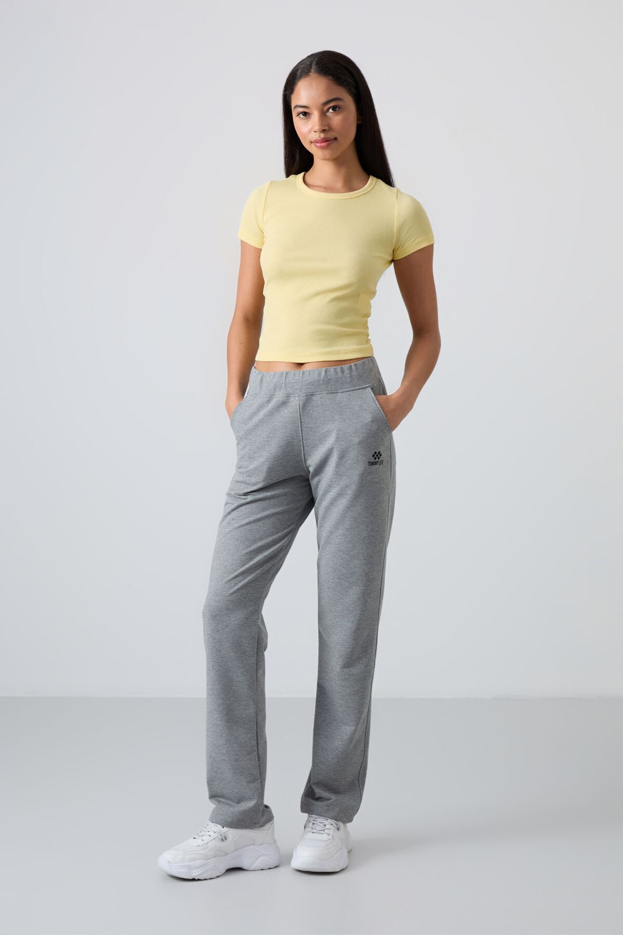 TOMMY High-Waist Straight-Leg Sweatpants 1