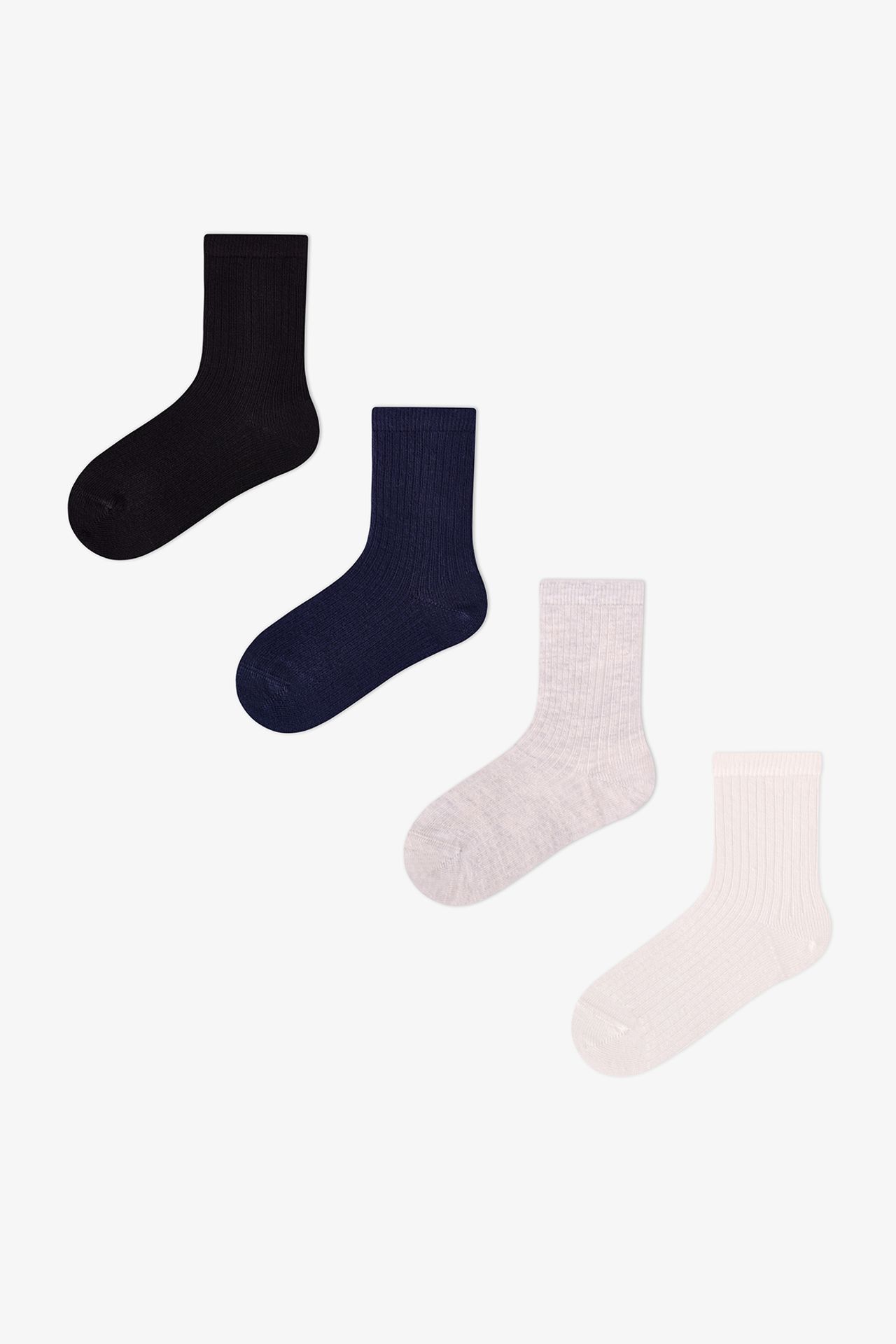 PENTI Boys' Signature Ribbed Cotton Pair Crew Socks 1
