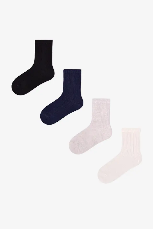 PENTI Boys' Signature Ribbed Cotton Pair Crew Socks