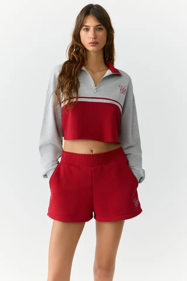 GRIMELANGE Color Block Half Zip Sweatshirt