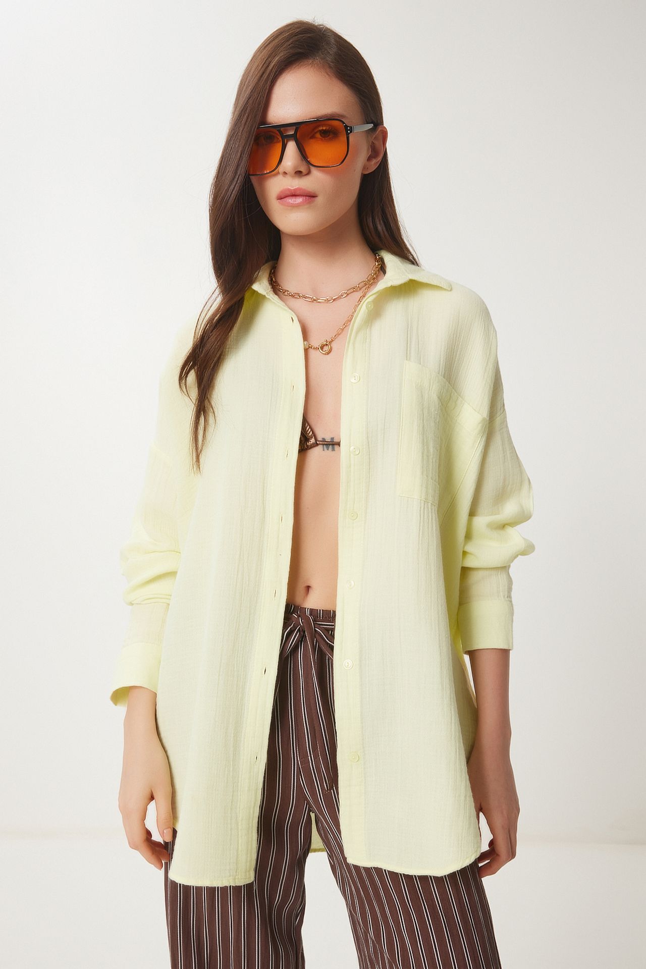 ISTANBUL Oversized Textured Cotton Shirt with Pocket 1