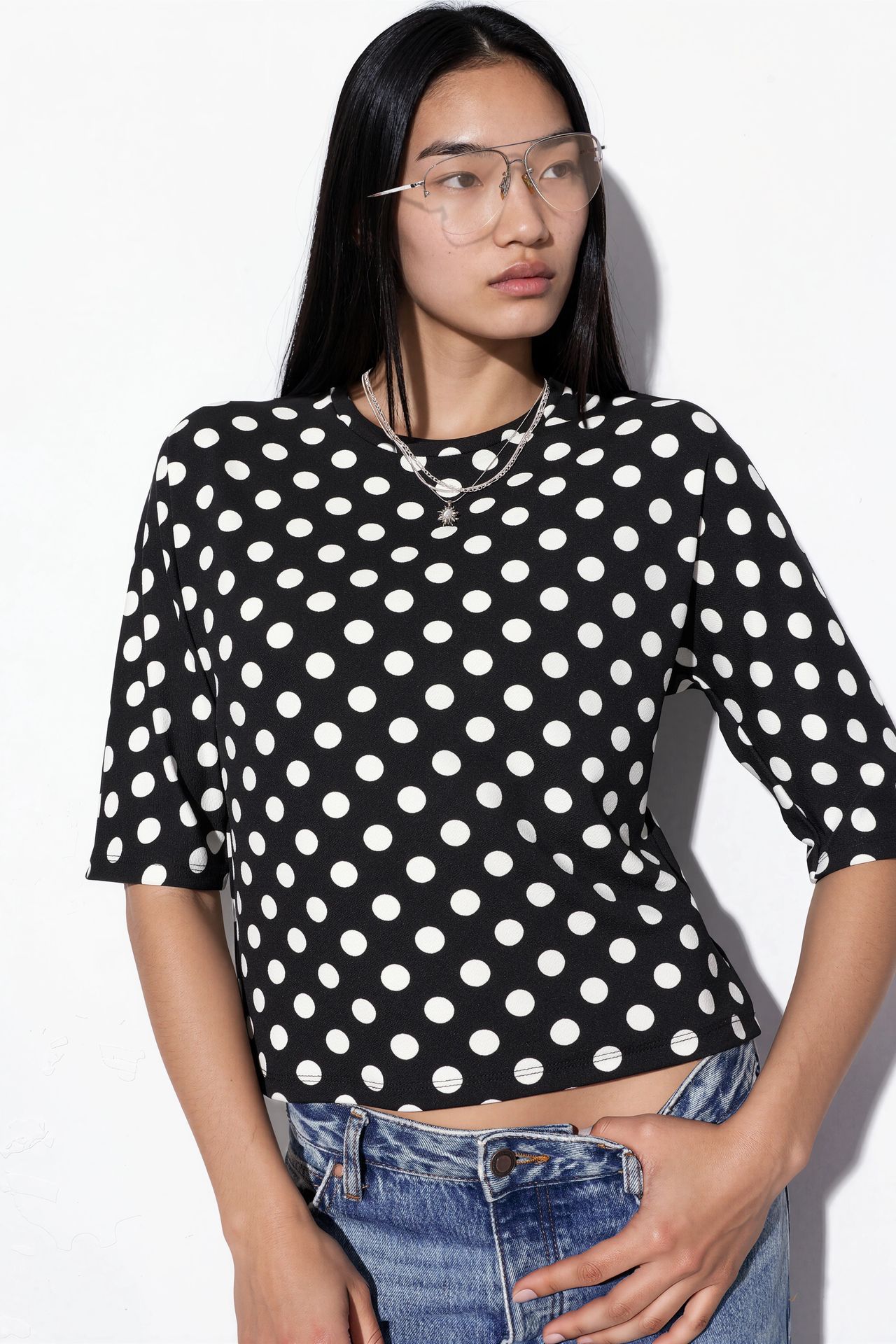 BDART Oversized Polka Dot Crew Neck Blouse 1