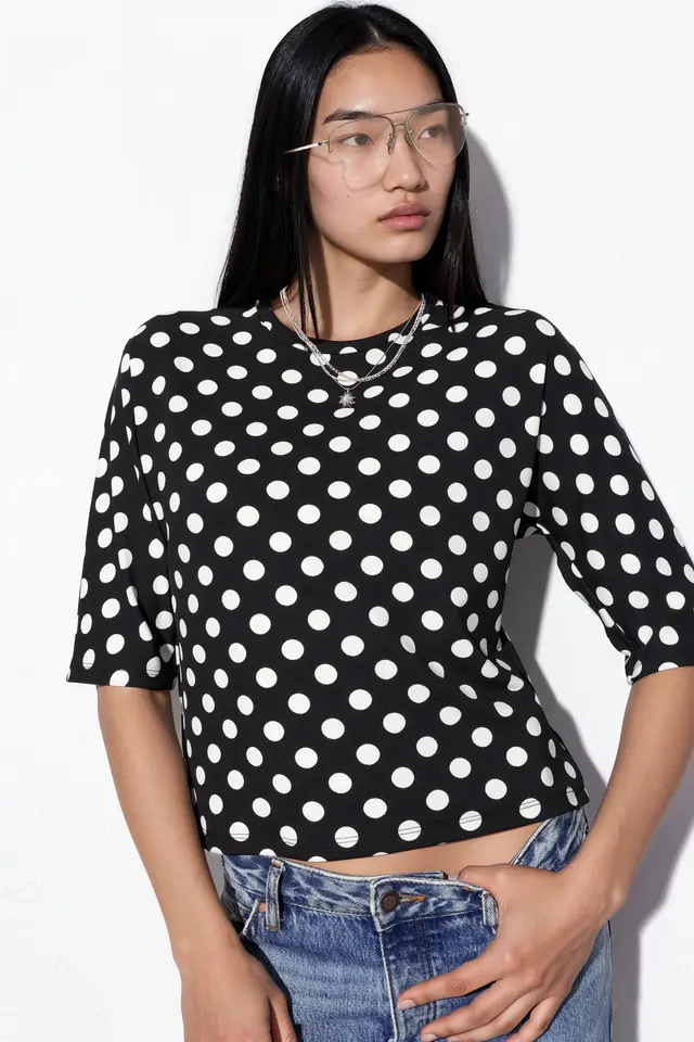 BDART Oversized Polka Dot Crew Neck Blouse