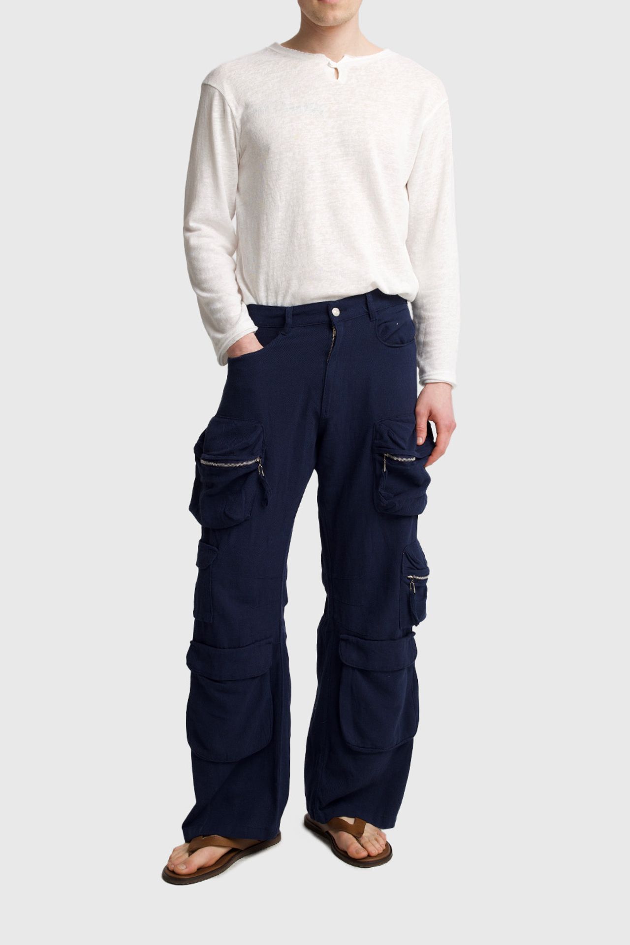 GIESTO Men's Mid-Waist Wide-Leg Knit Pants 4