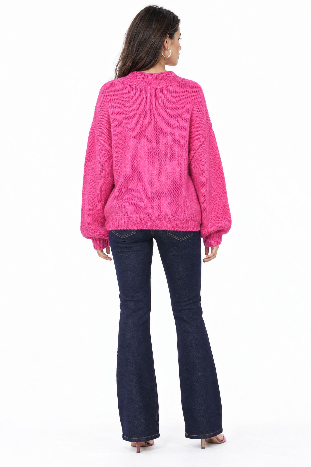 Mixray Relaxed Fit Crew Neck Thick Knit Sweater 2