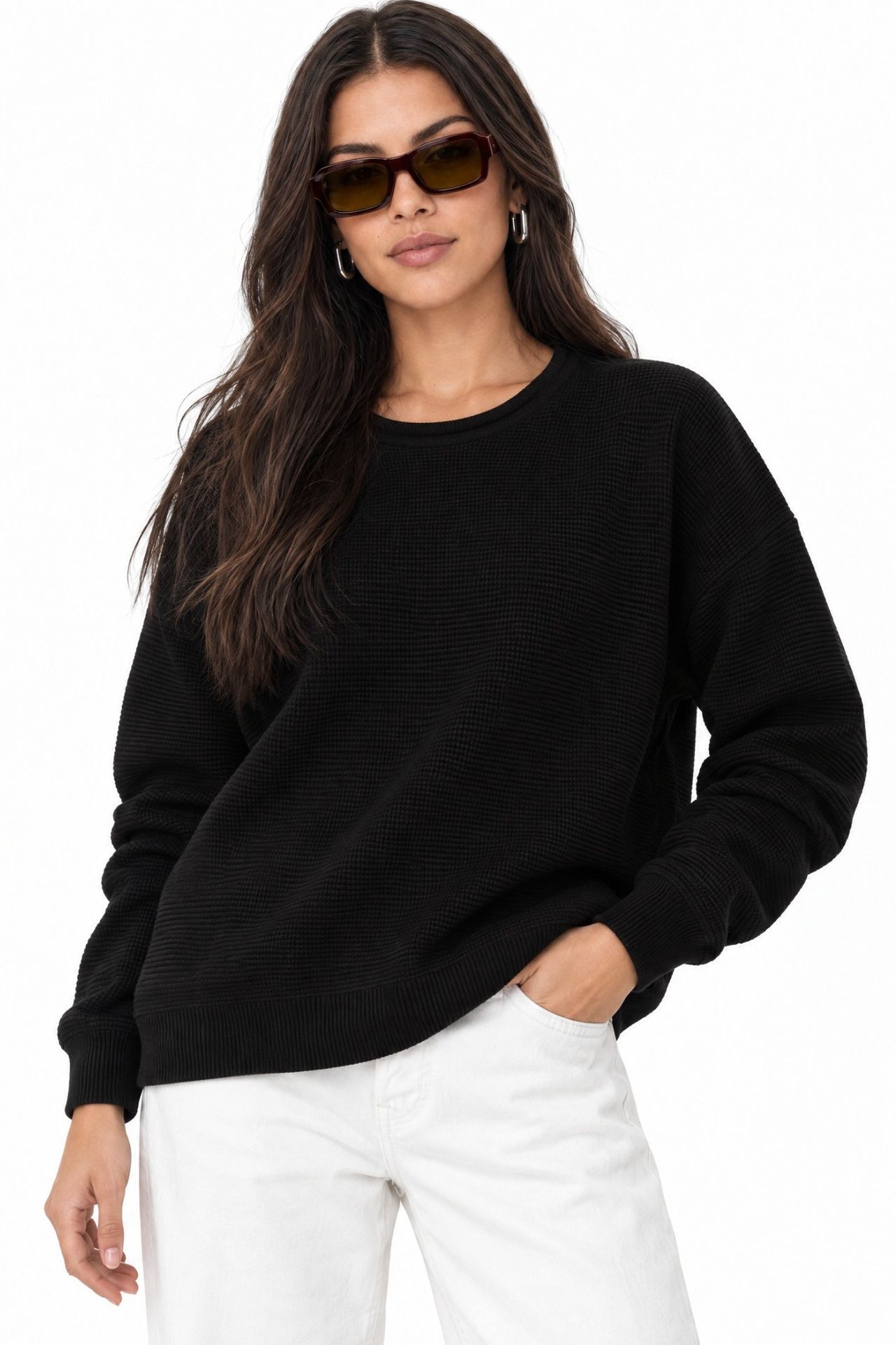 MIXRAY Boat Neck Relaxed Fit Sweater 1