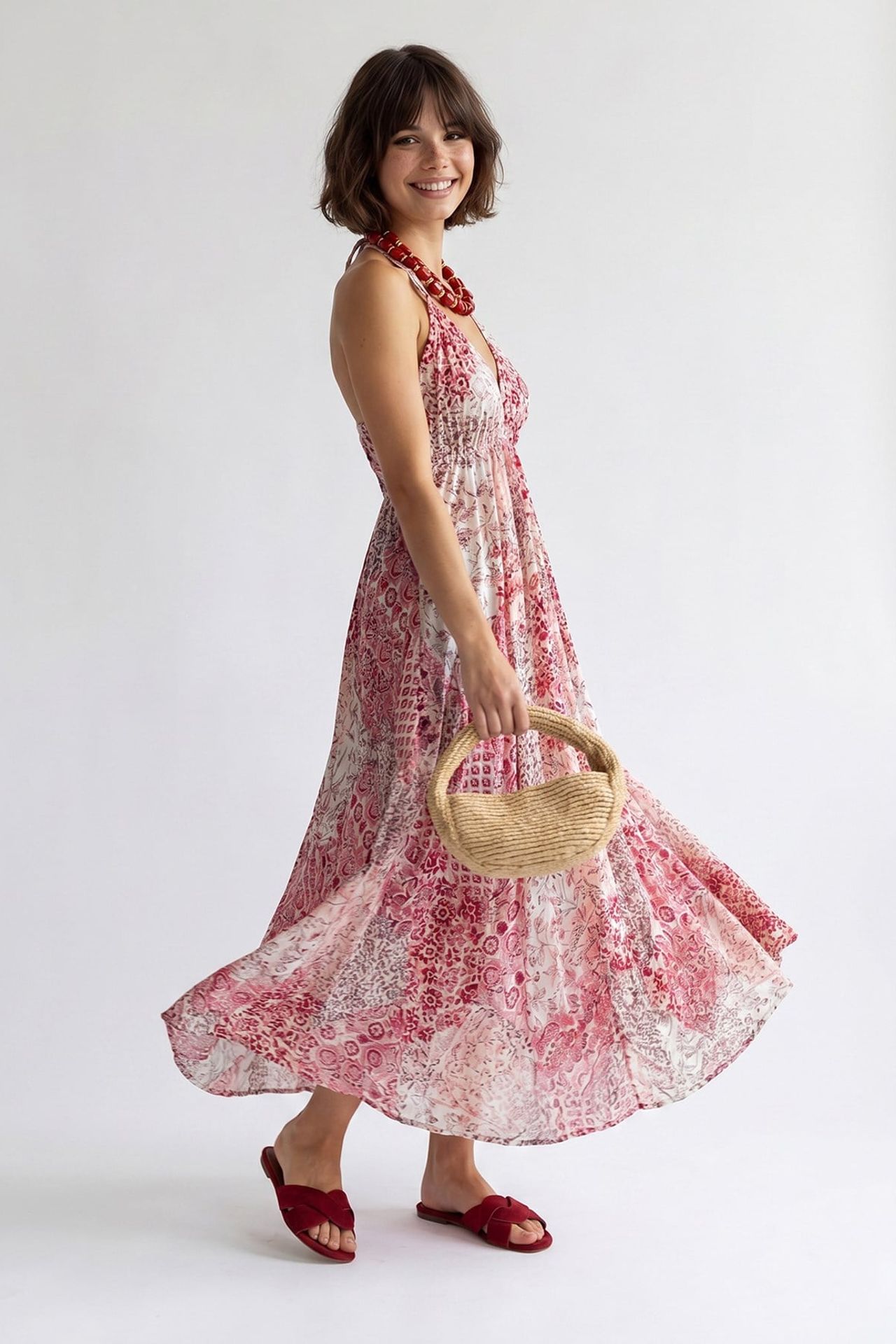 MIXRAY Paisley Halter Maxi Dress 4