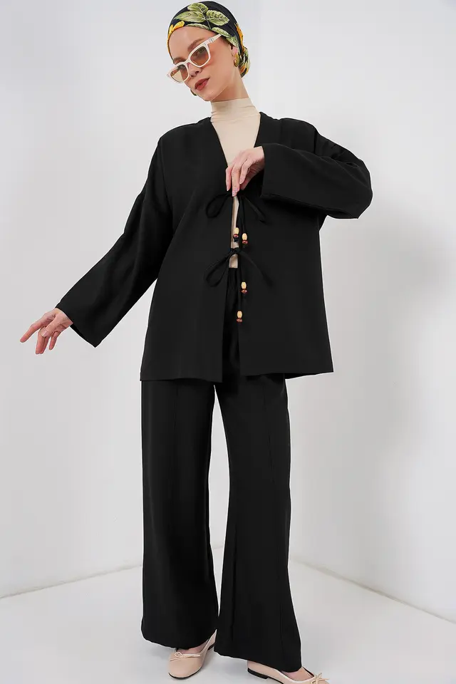 BDART V-Neck Cardigan and Wide Leg Pants Set