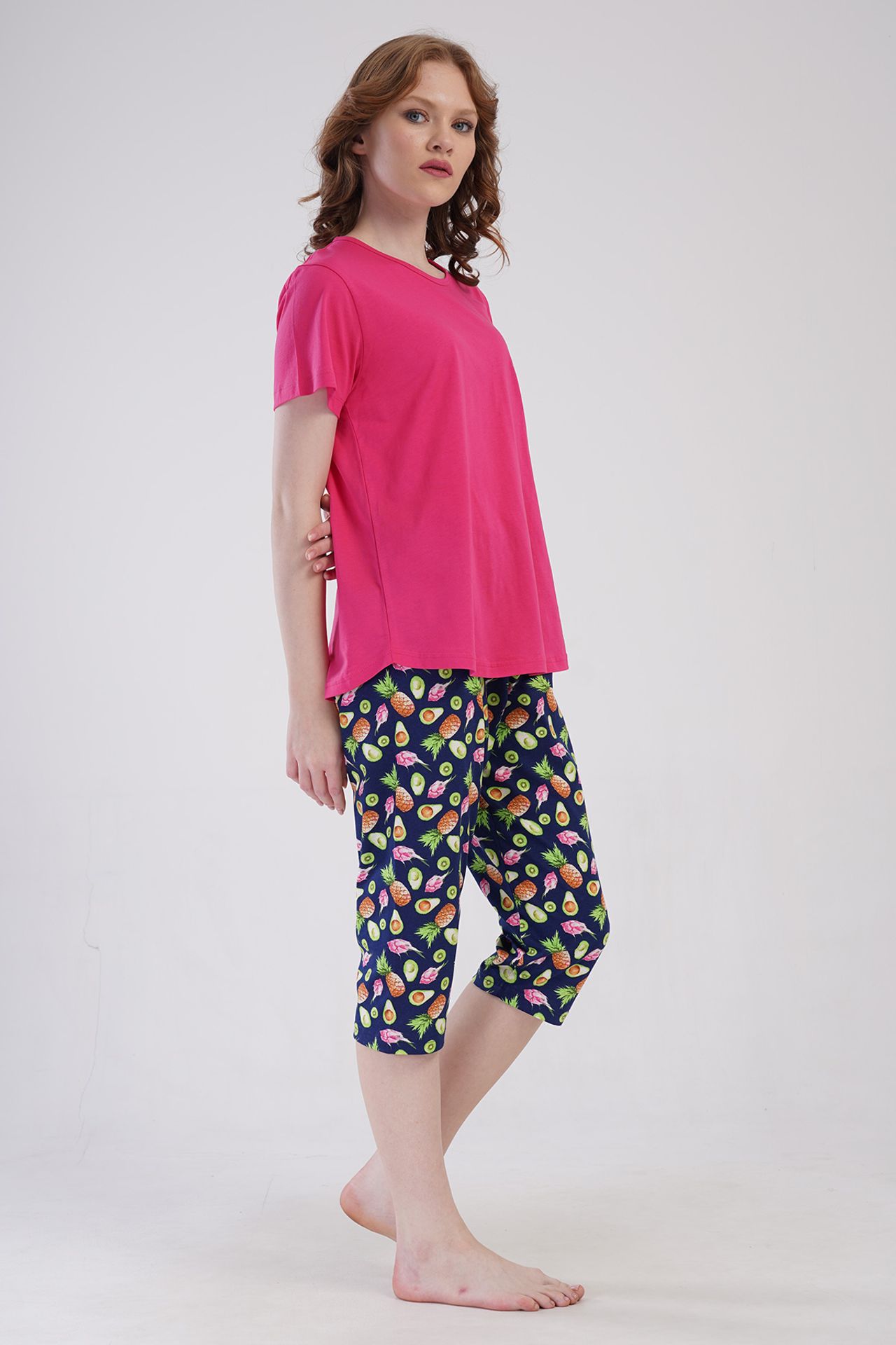 YAKE Rahat Capri İki Parçalı Pijama Takımı 3