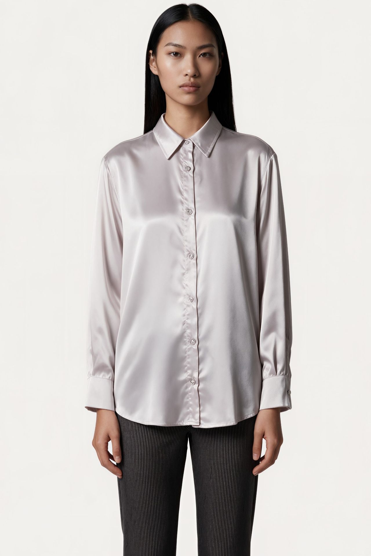 MSN Women's Solid Woven Shirt-Collar T-Shirt 5