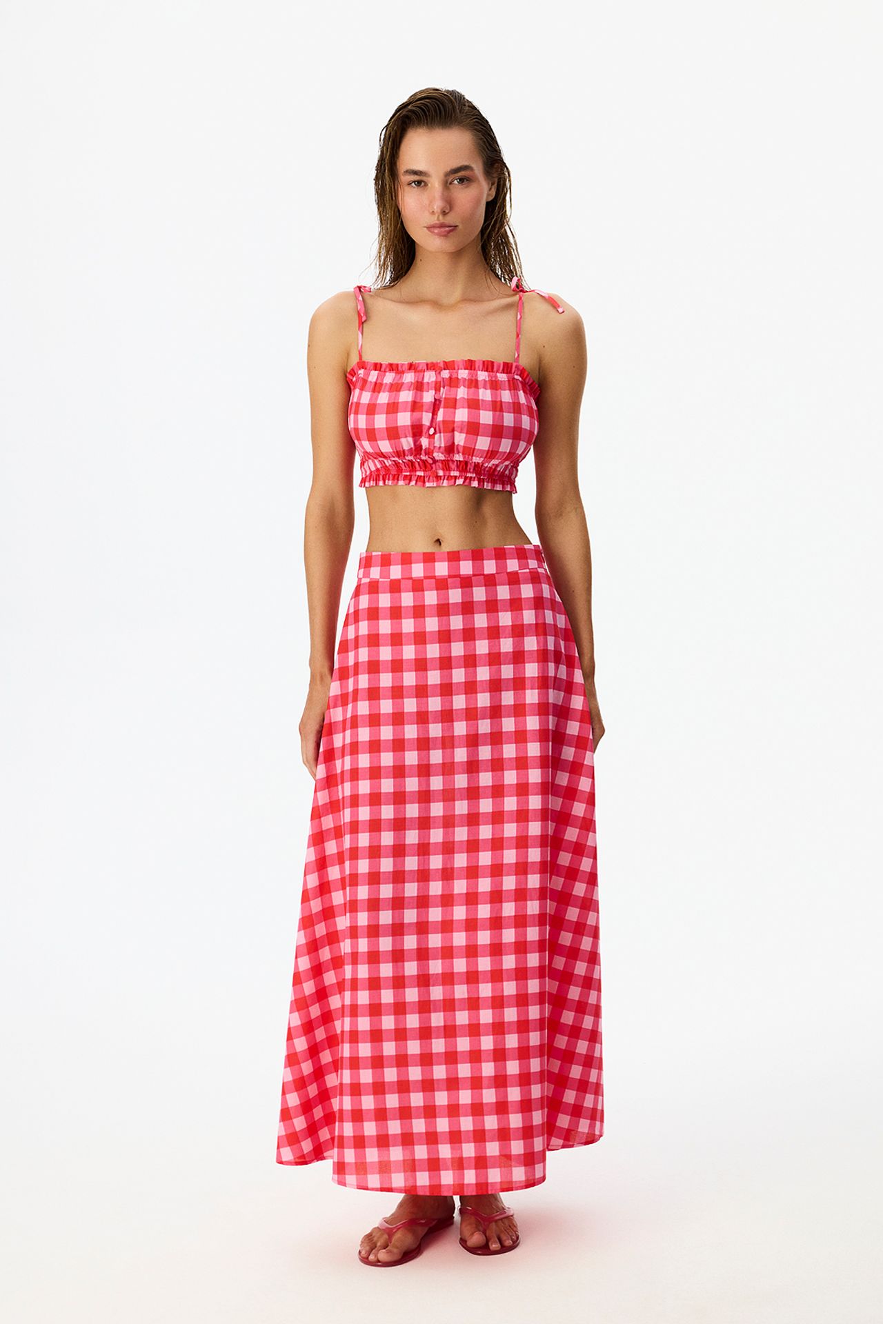 PENTI Ester Gingham Patterned Bikini Top