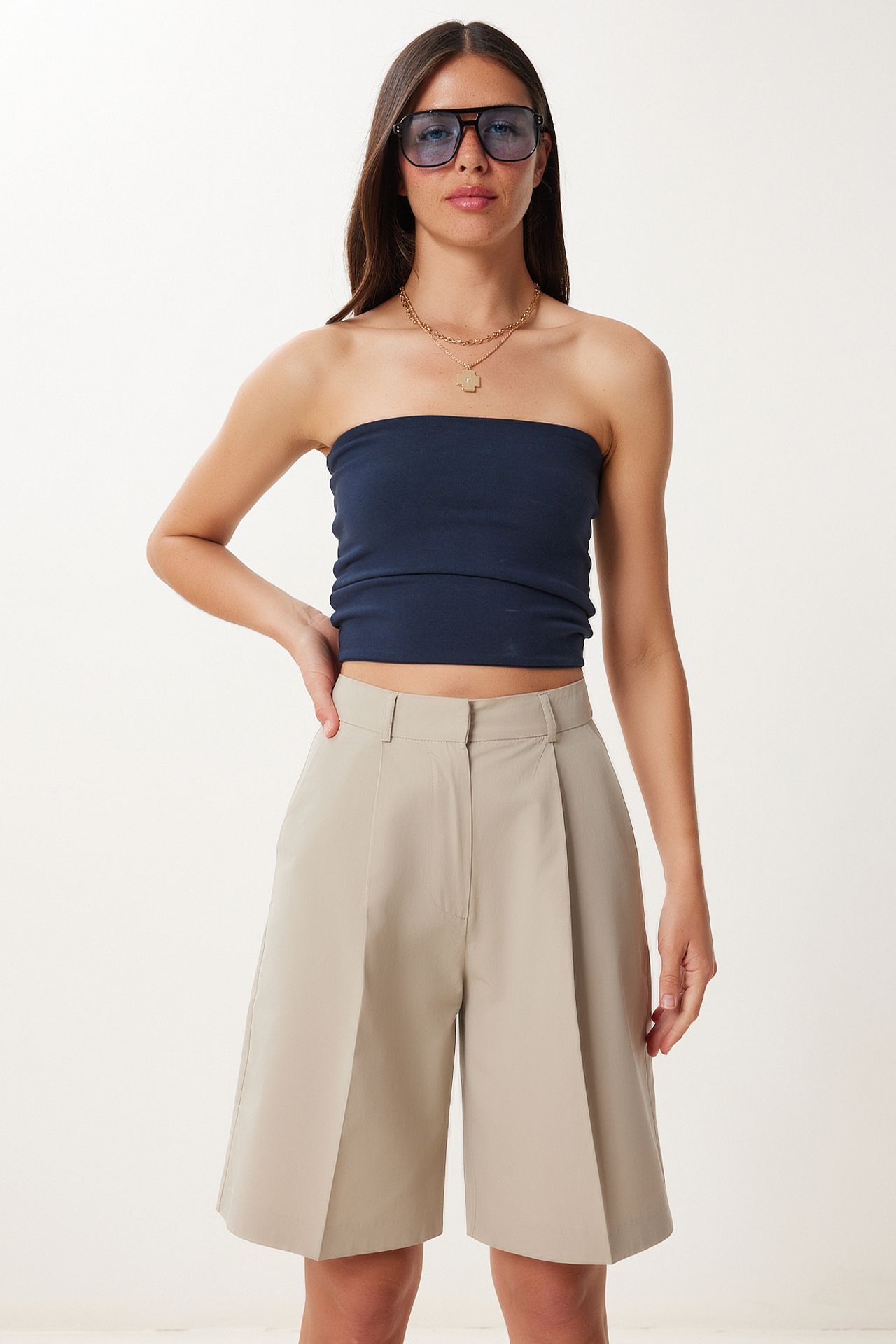 ISTANBUL Belted woven tailored shorts 2
