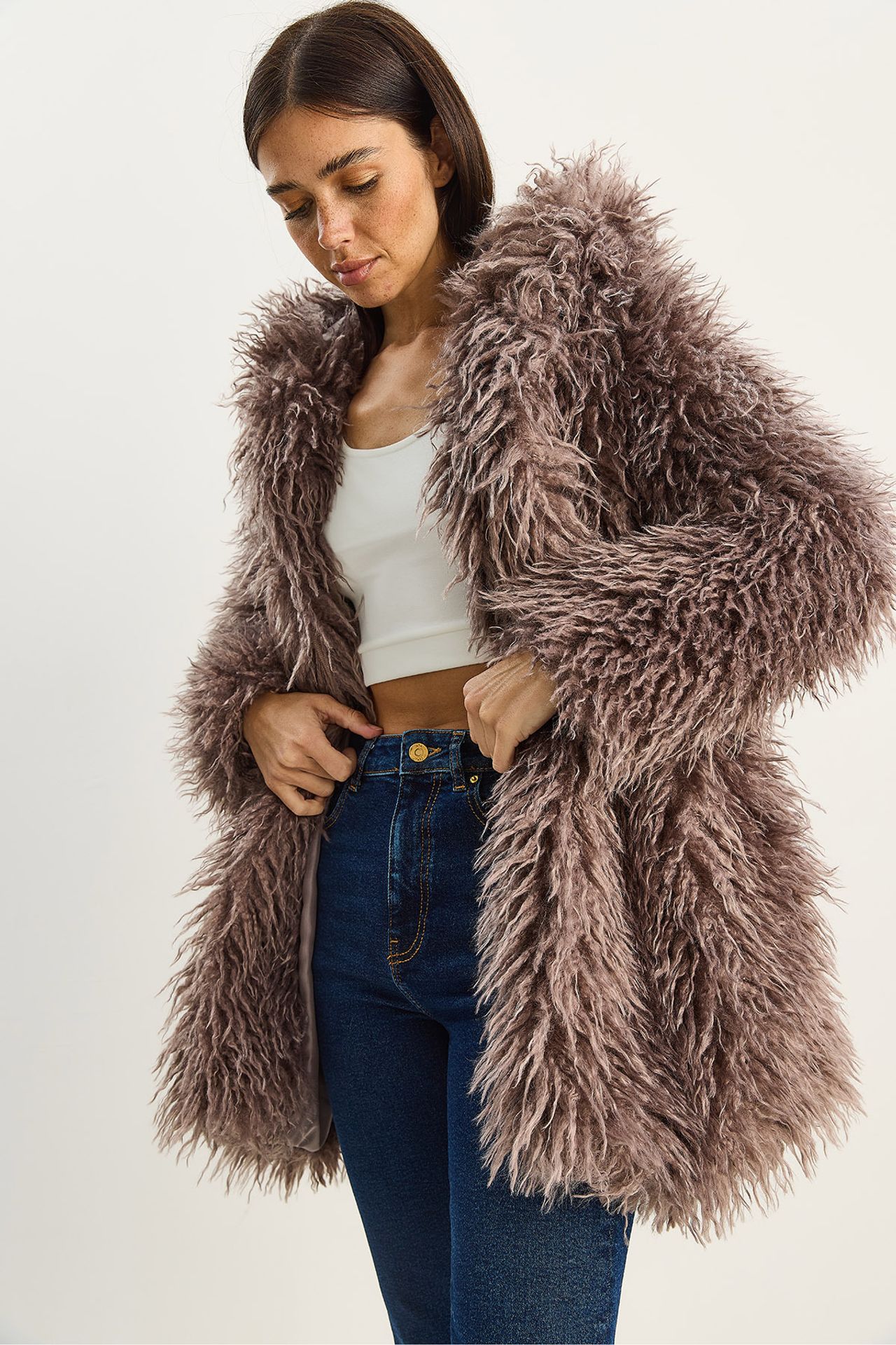 LUCCI Oversize Hooded Faux Fur Jacket 3