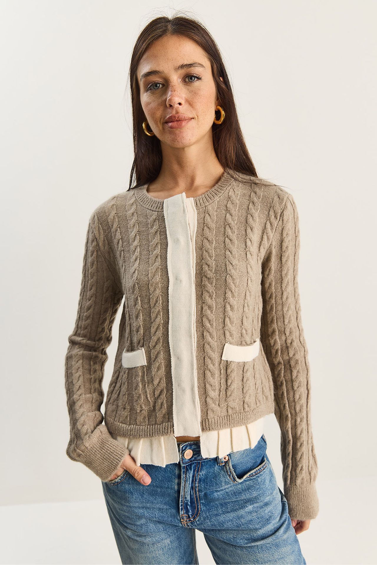 LUCCI Hair Beard Patterned Knit Cardigan 2