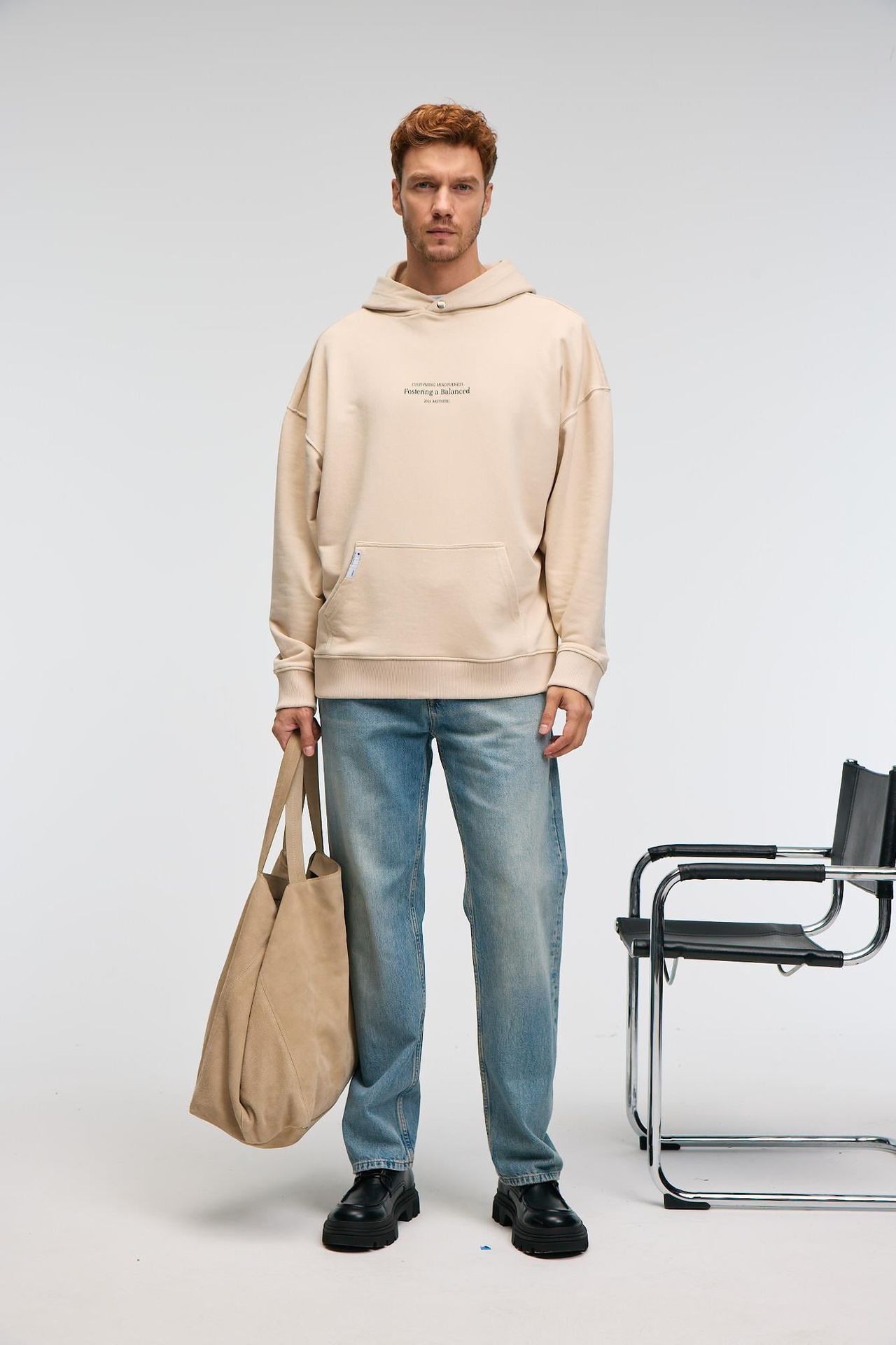 GRIMELANGE Baskılı Kapüşonlu Cepli Sweatshirt 3