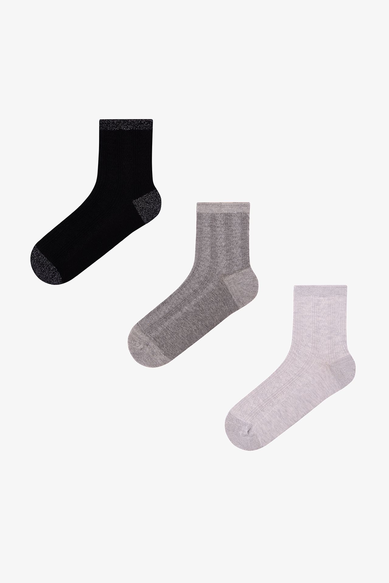PENTI Shimmer Jacquard Lurex Pair Crew Socks 1