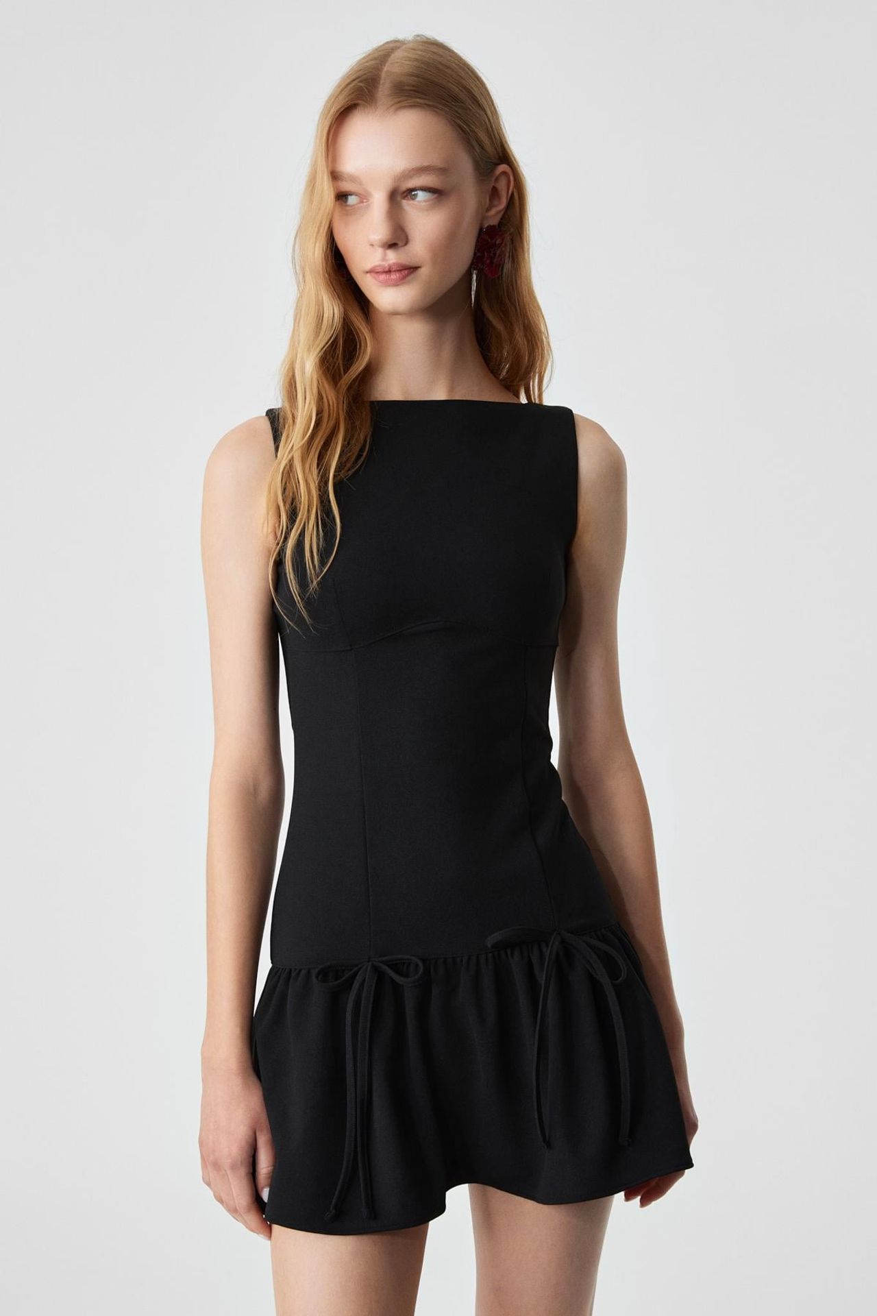 GRIMELANGE Slim Fit Boat Neck Mini Dress 3