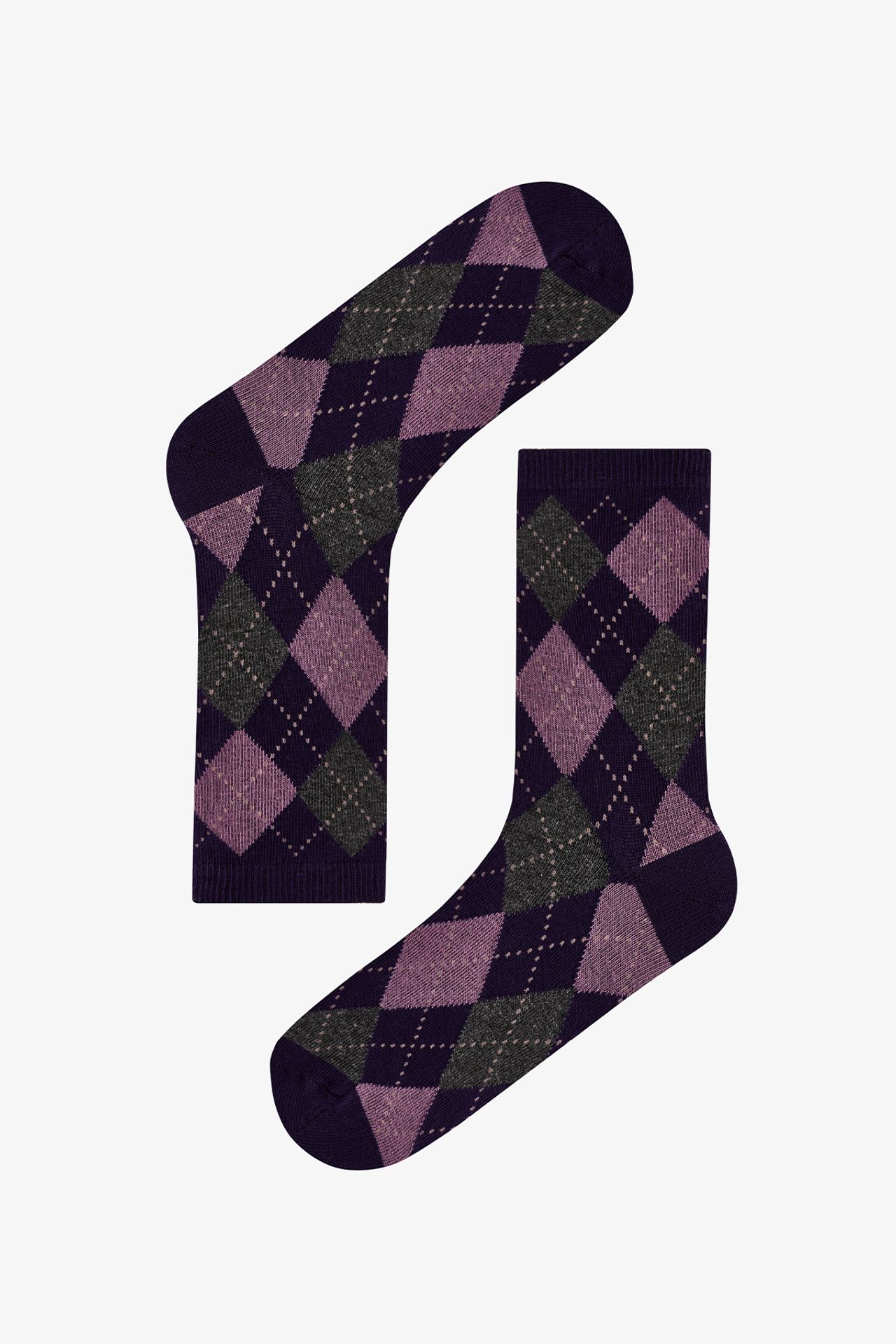 PENTI Classy Diamond Diamond Pattern Cotton Pair Crew Socks 4