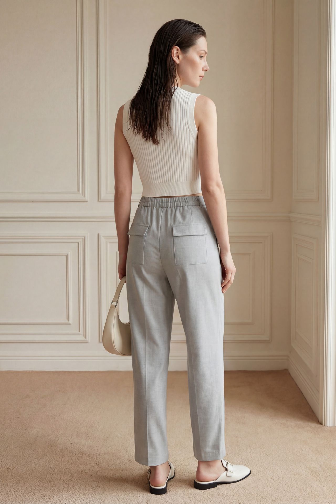 MY FASHION High Waist Straight Leg Pants with Pockets 2