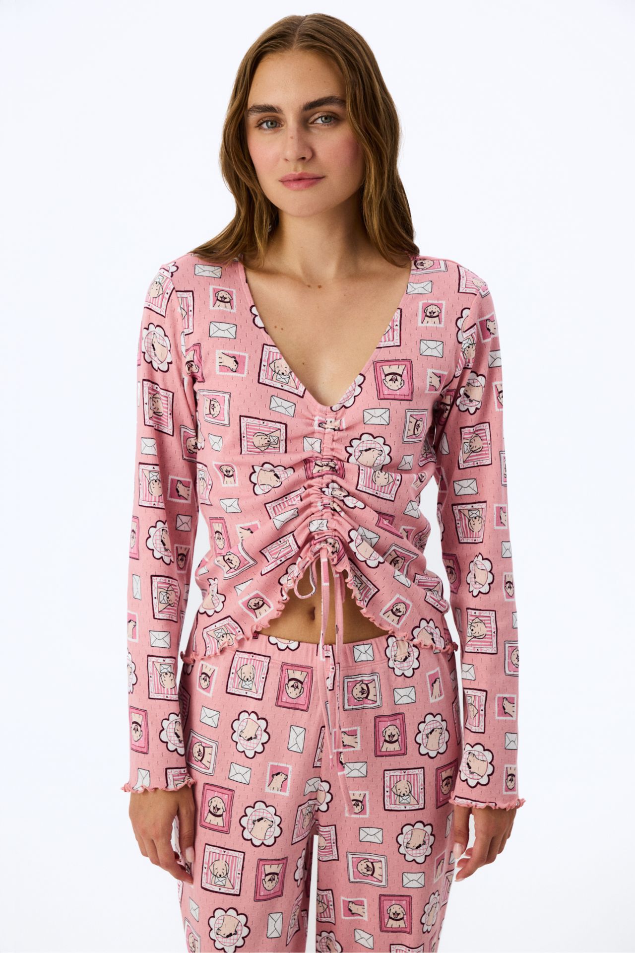 PENTI Postcard Pointel Long Sleeve T-shirt Pyjama Top 1